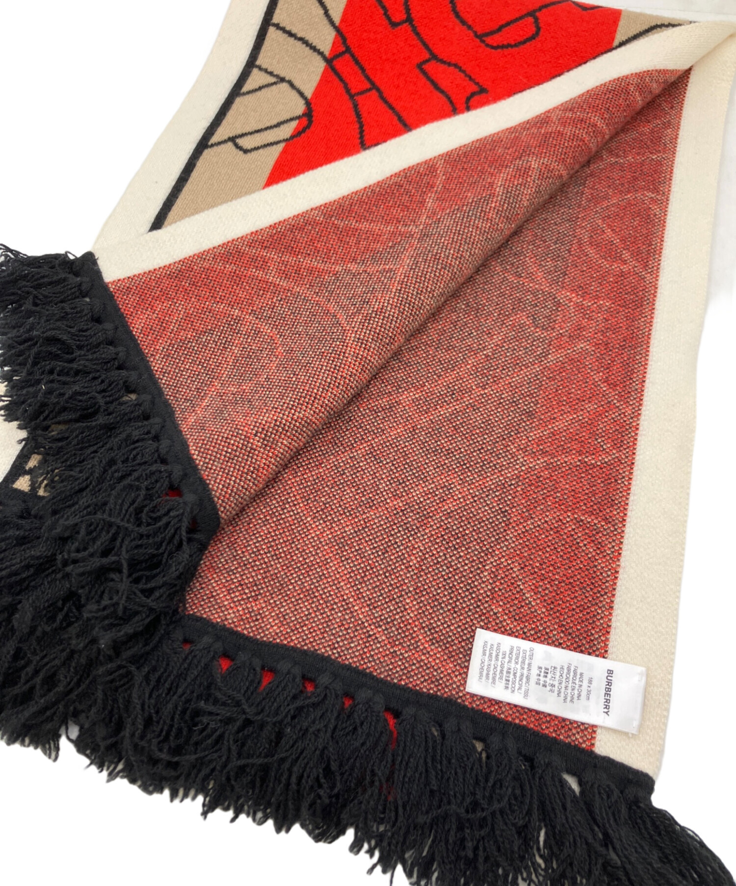 【年末迄期間限定価格】バーバリー　マフラー　古着　デットストック 中古・古着通販】BURBERRY (バーバリー) マフラー レッド｜ブランド