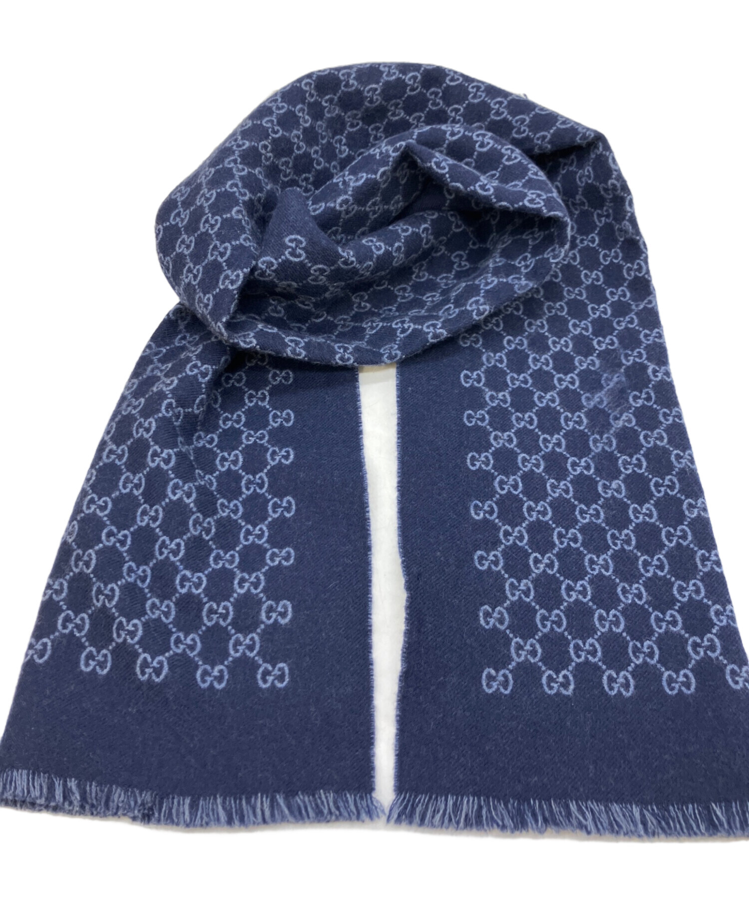 【美品】GUCCI マフラー　ストール　 青 中古・古着通販】GUCCI (グッチ) マフラー ネイビー｜ブランド・古着