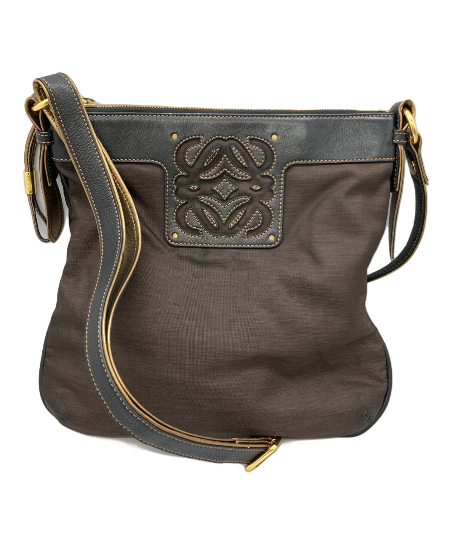 中古・古着通販】LOEWE (ロエベ) ショルダーバッグ ブラウン×ブラック 