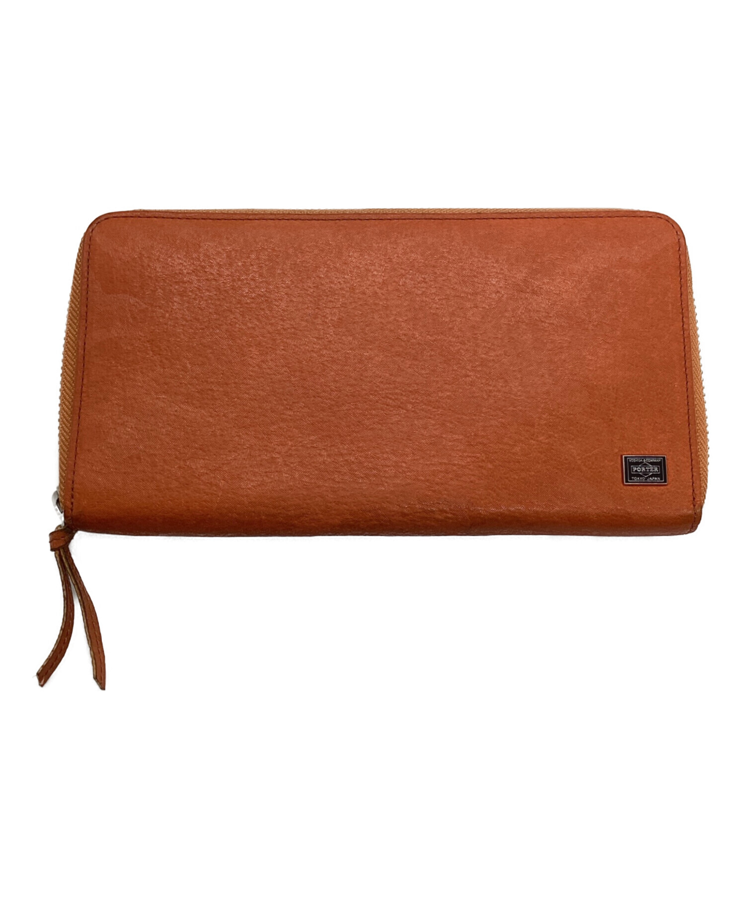 PORTER オレンジ レザー 長財布 中古・古着通販】PORTER (ポーター) 長財布 オレンジ｜ブランド・古着