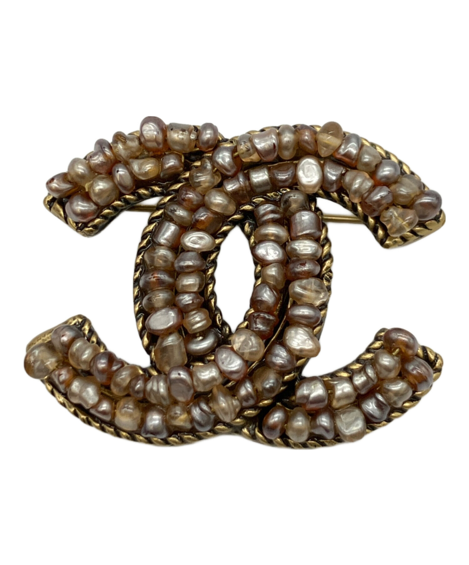 中古・古着通販】CHANEL (シャネル) ブローチ ブラウン×ゴールド
