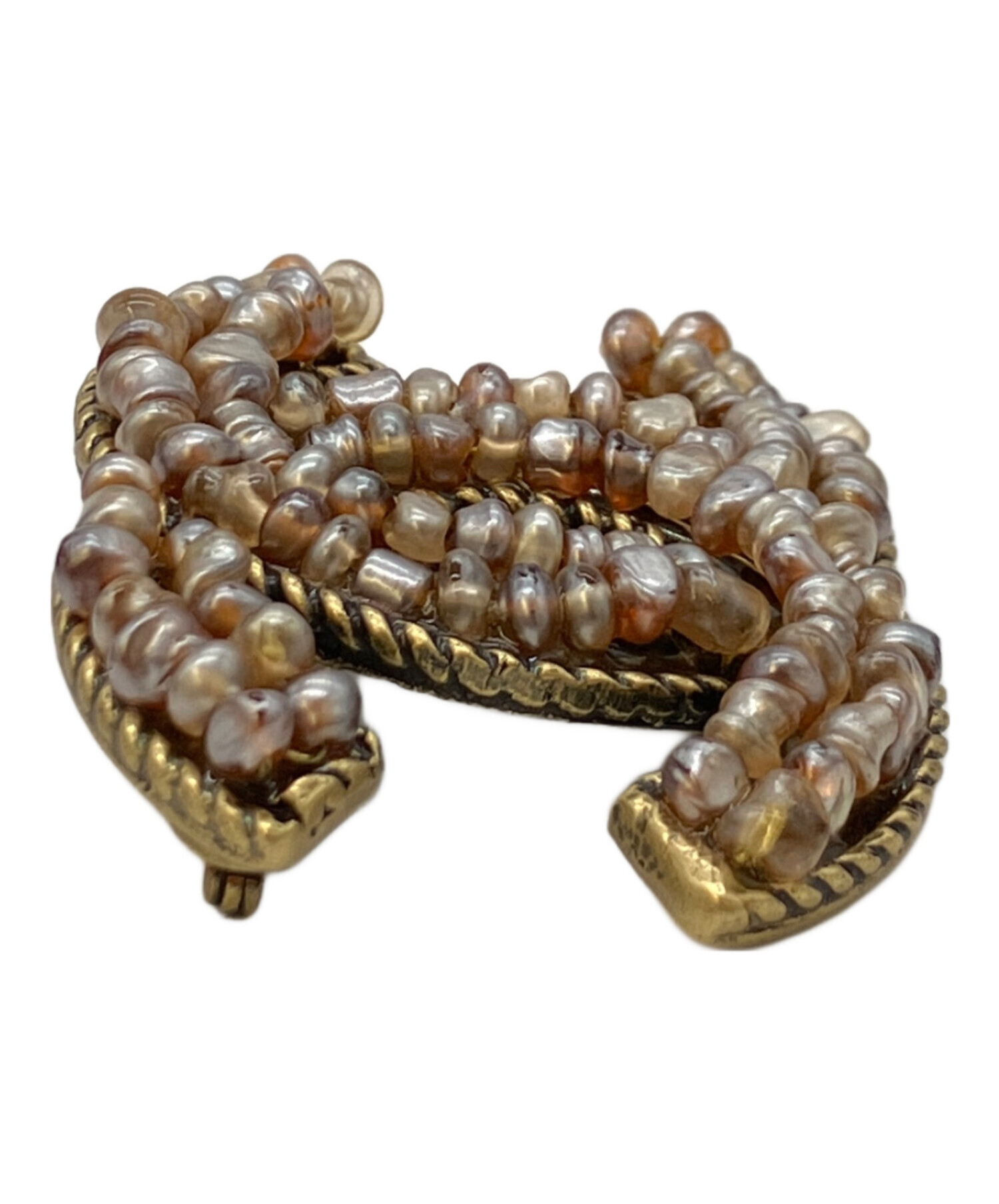 中古・古着通販】CHANEL (シャネル) ブローチ ブラウン×ゴールド