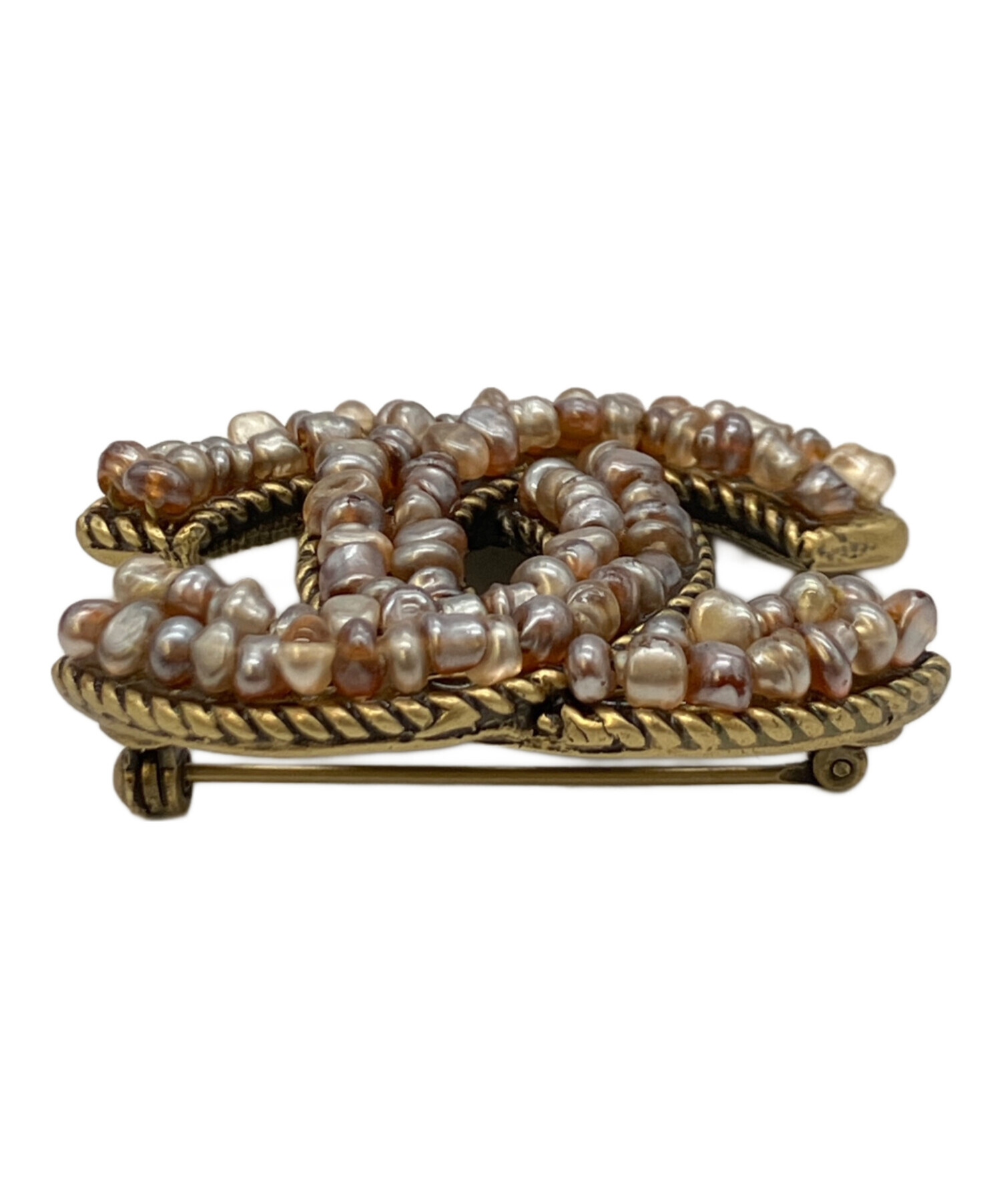 中古・古着通販】CHANEL (シャネル) ブローチ ブラウン×ゴールド