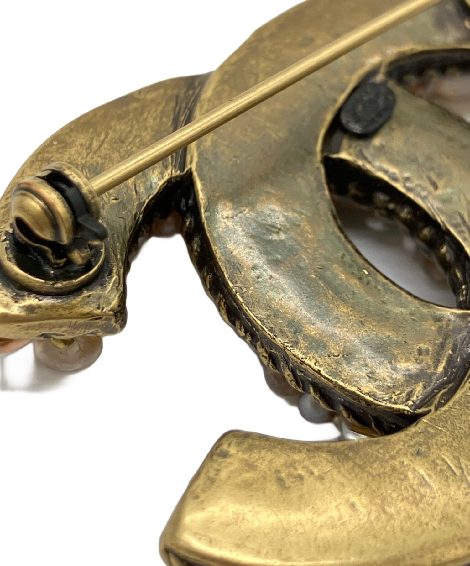 中古・古着通販】CHANEL (シャネル) ブローチ ブラウン×ゴールド