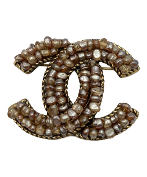 中古・古着通販】CHANEL (シャネル) ブローチ ブラウン×ゴールド