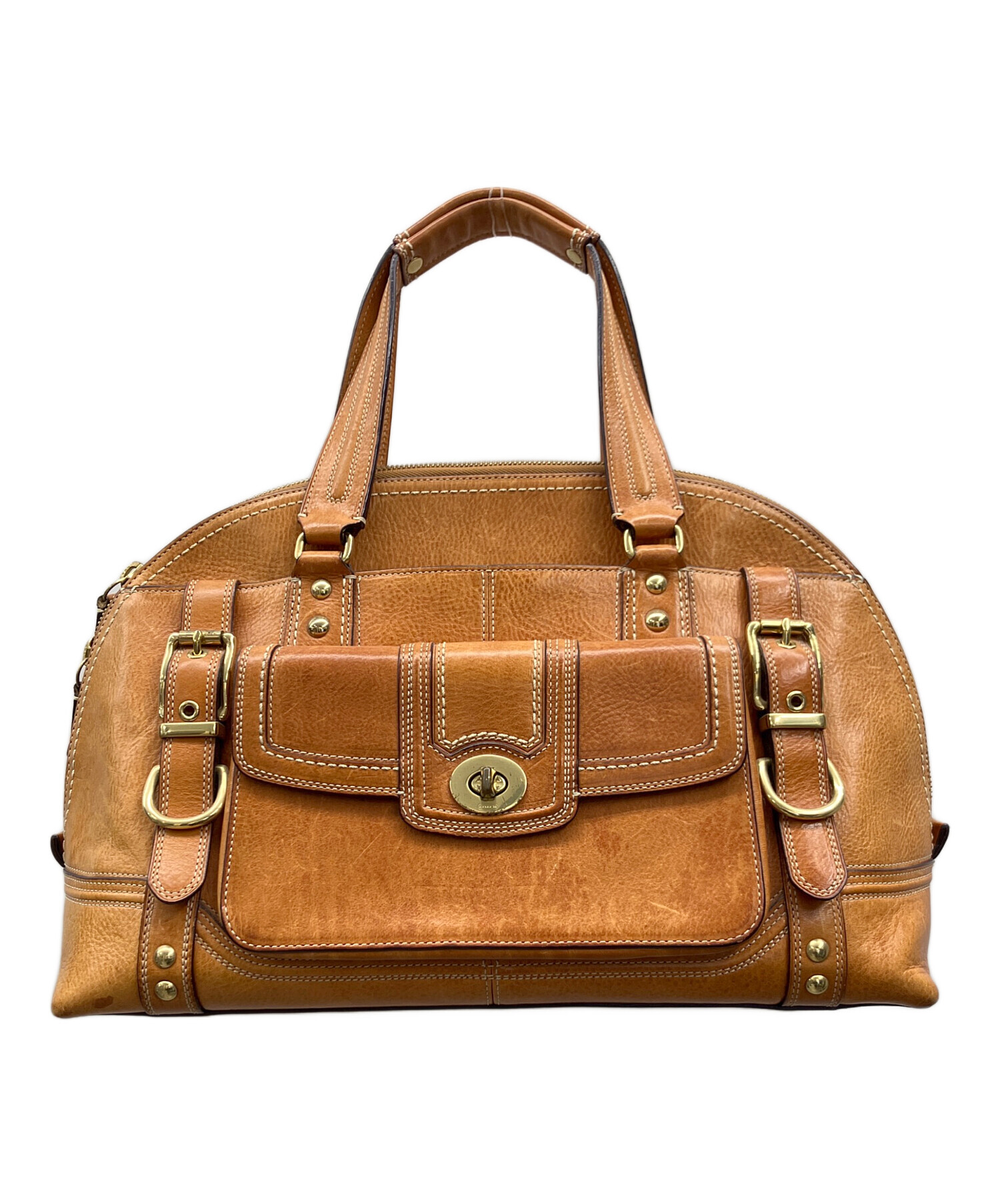 中古・古着通販】COACH (コーチ) レザーハンドバッグ ブラウン