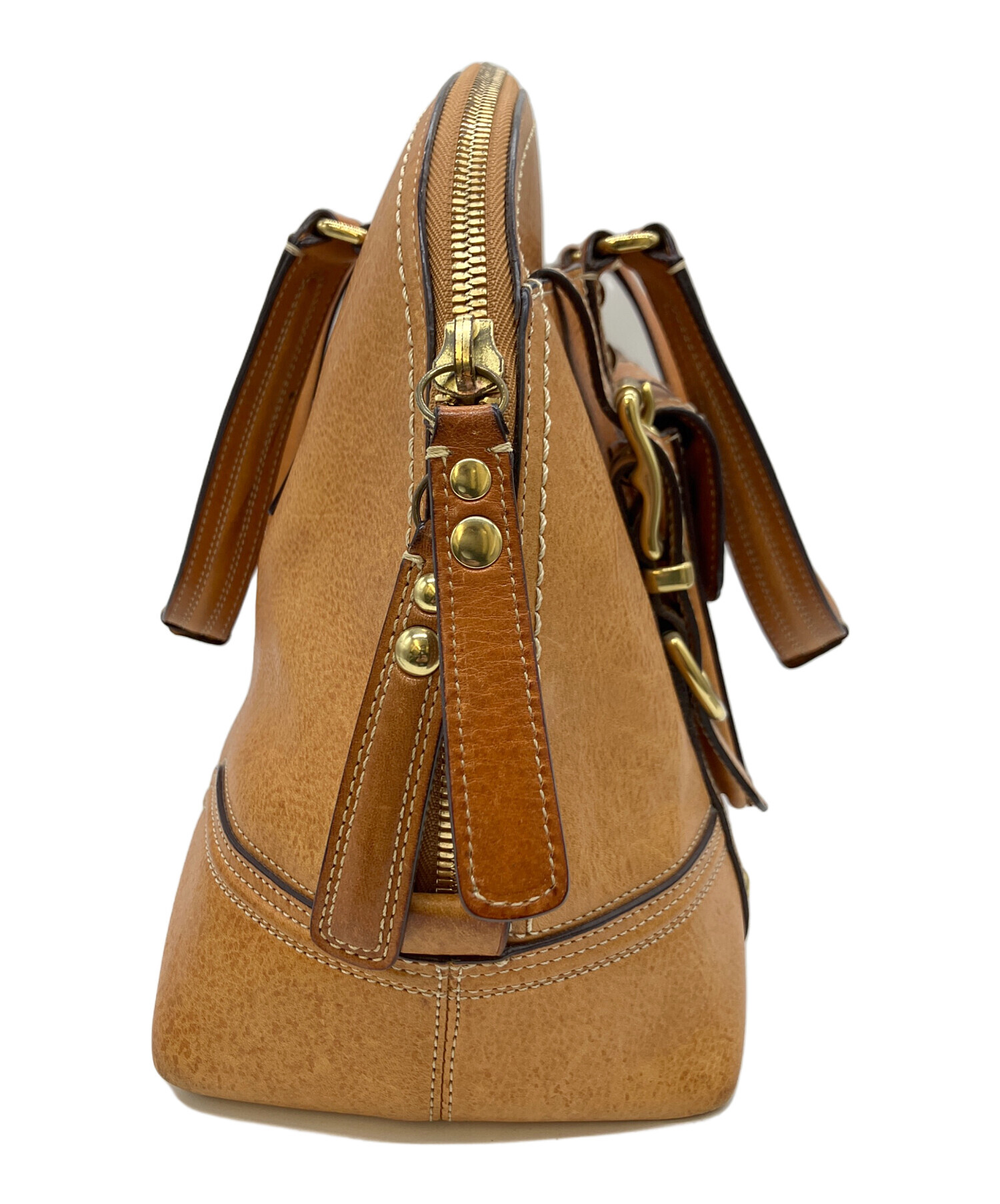 中古・古着通販】COACH (コーチ) レザーハンドバッグ ブラウン 