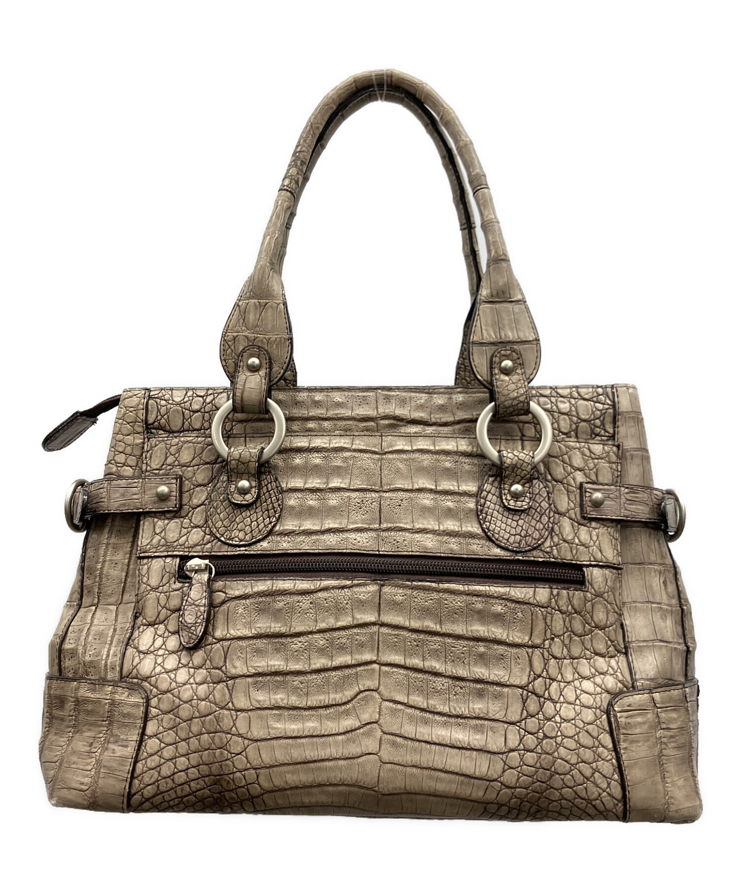 JRA認定 エレファントレザー ハンドバッグ 75-JD2510-03 中古・古着通販】JRA (ジェーアールエー) レザーハンドバッグ グレー