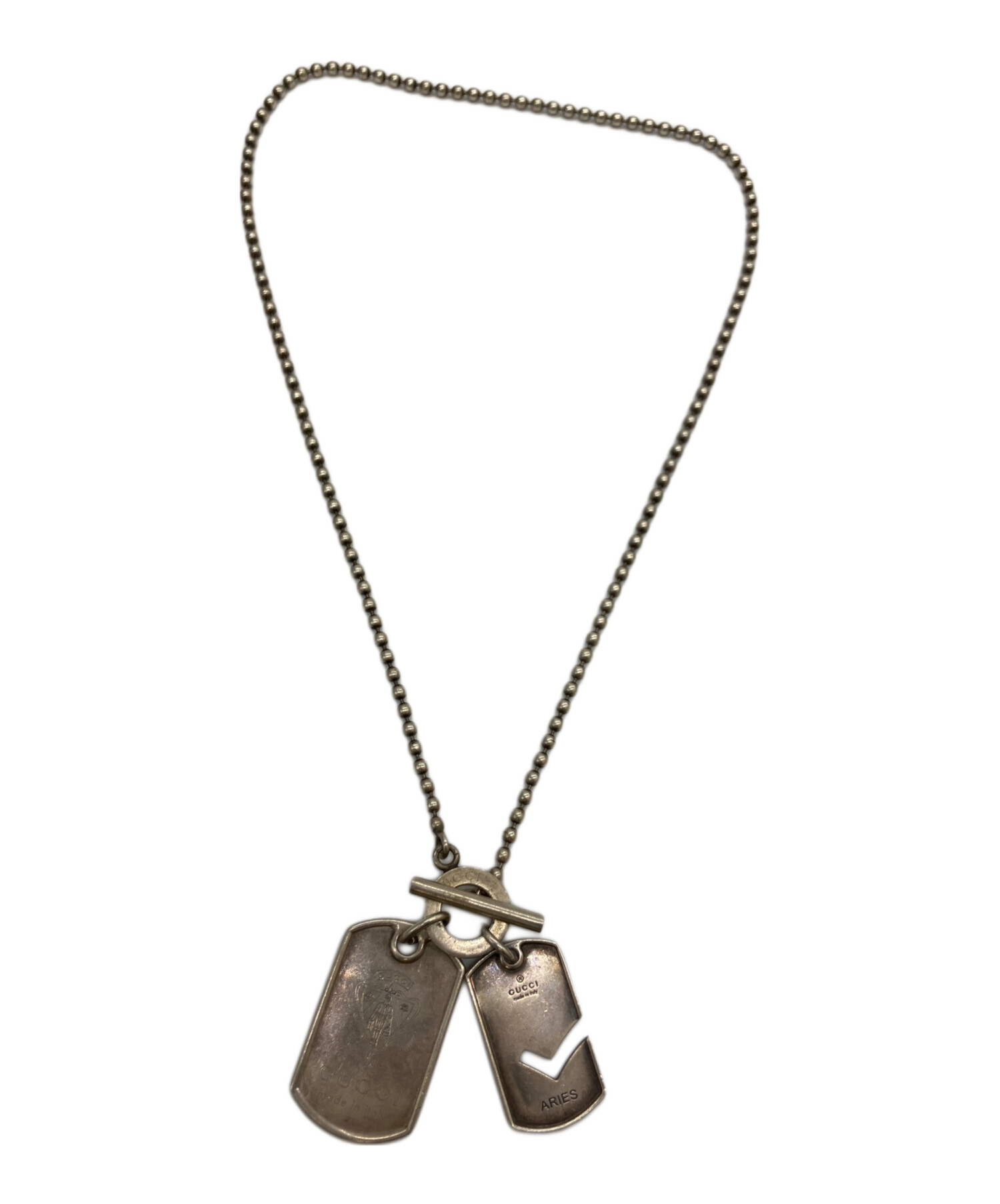中古・古着通販】GUCCI (グッチ) ダブルドッグタグネックレス シルバー