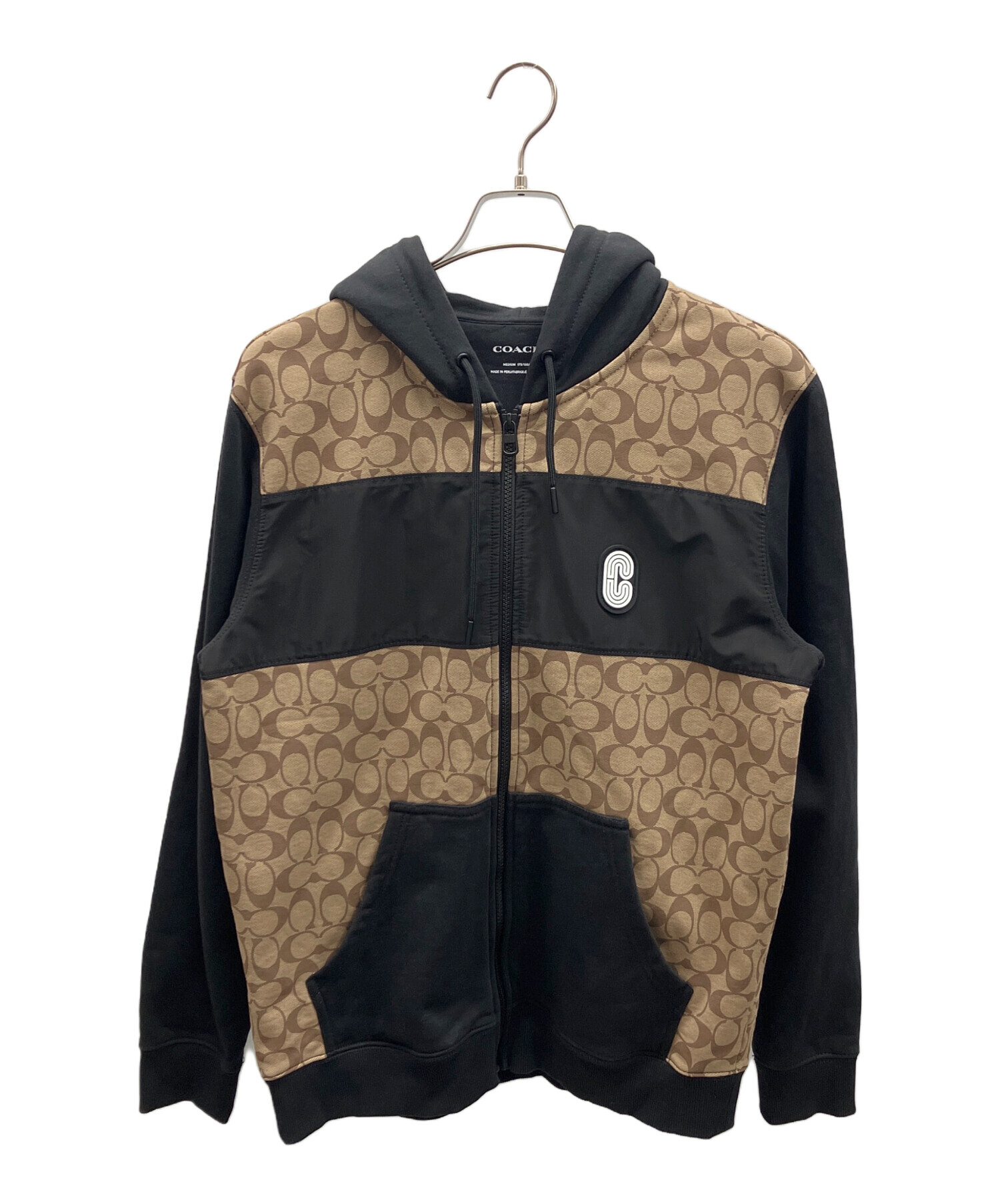中古・古着通販】COACH (コーチ) パーカー ブラック×ブラウン サイズ:M