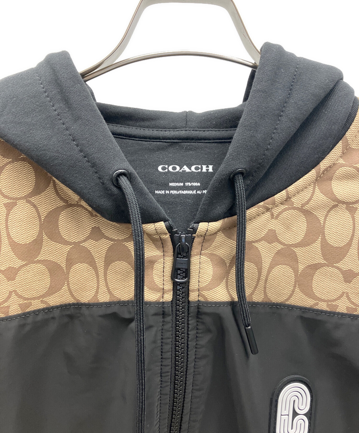 中古・古着通販】COACH (コーチ) パーカー ブラック×ブラウン サイズ:M
