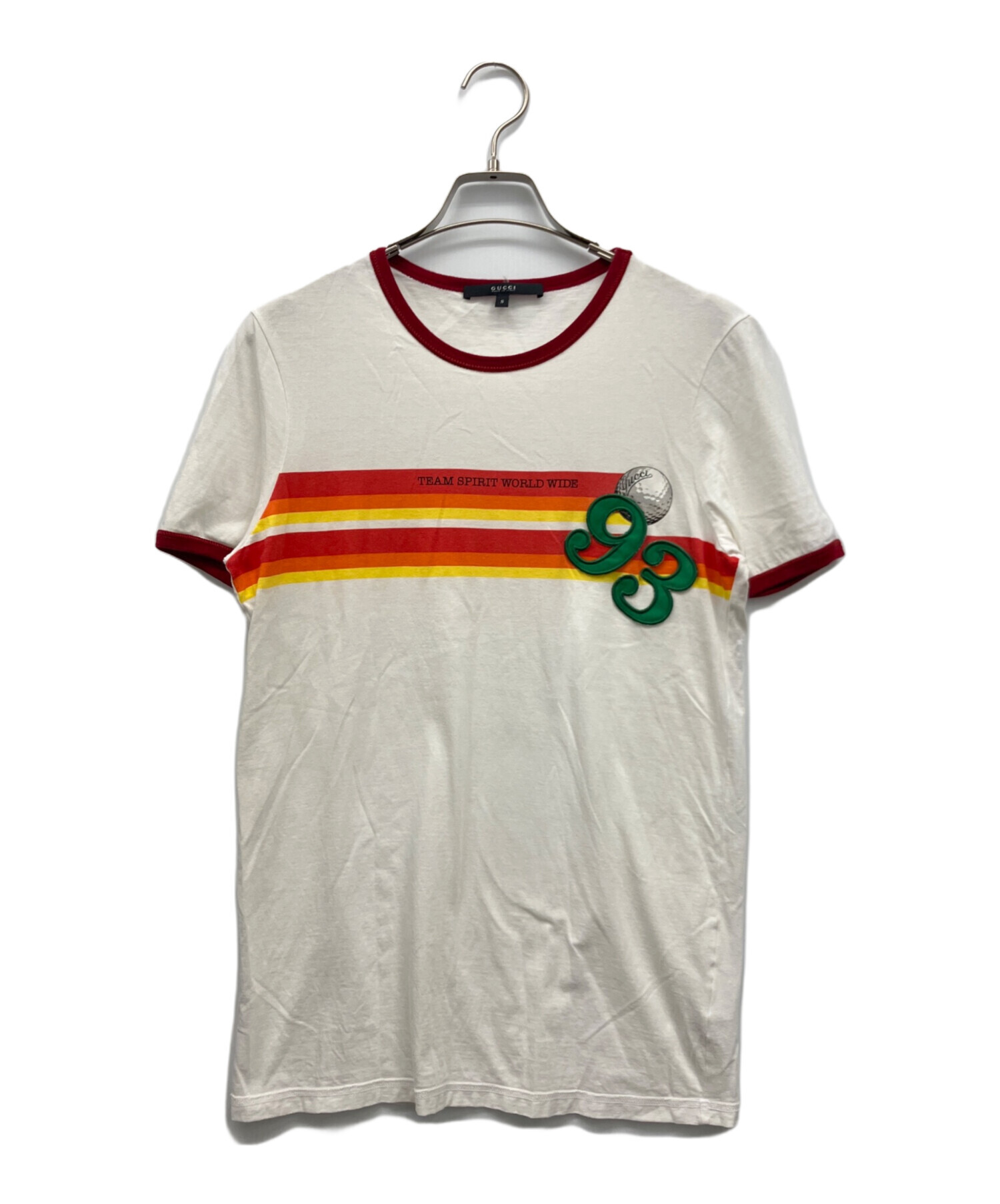 中古・古着通販】GUCCI (グッチ) 半袖Tシャツ ホワイト×レッド サイズ