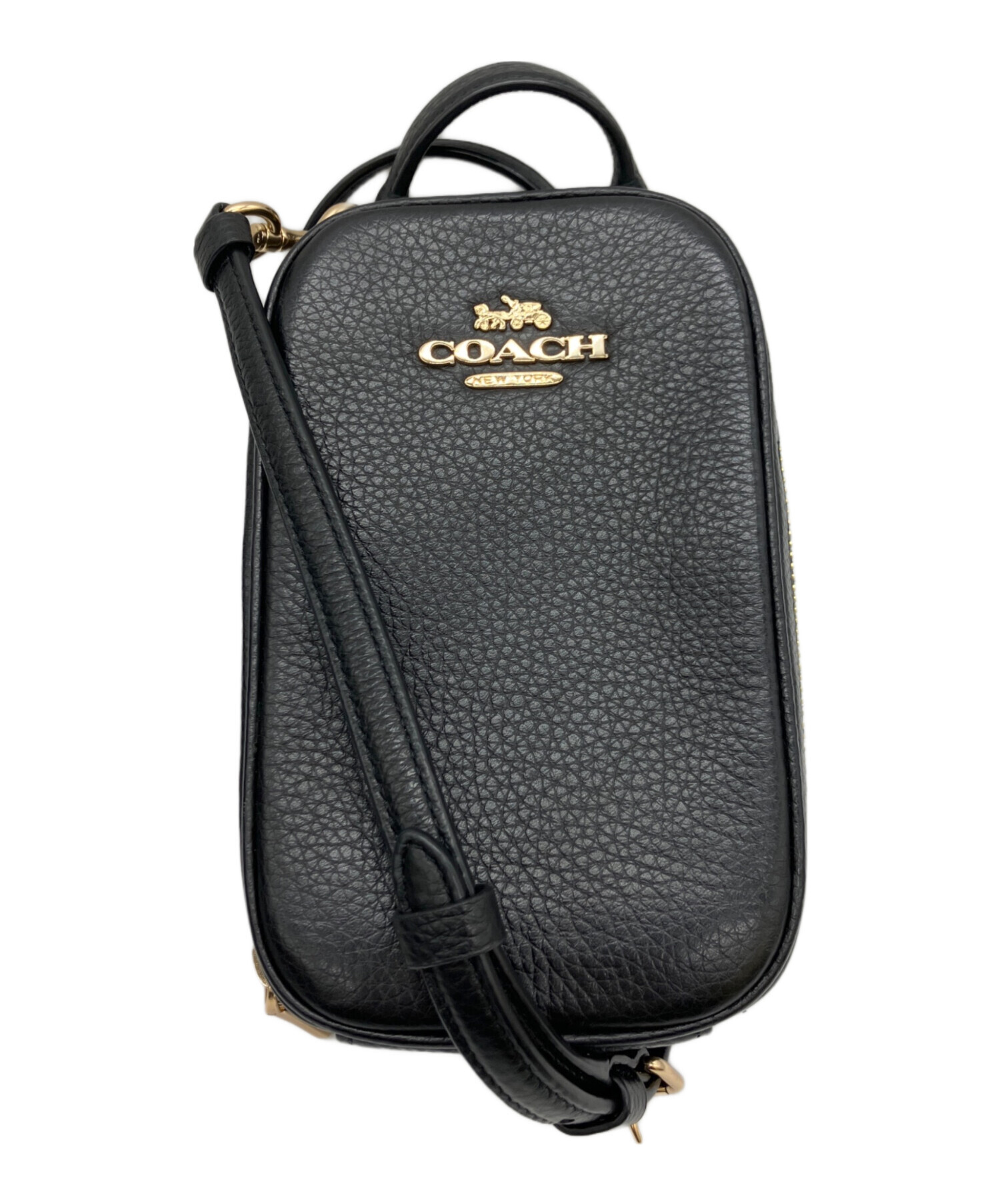 中古・古着通販】COACH (コーチ) ショルダーバッグ ブラック×ゴールド 