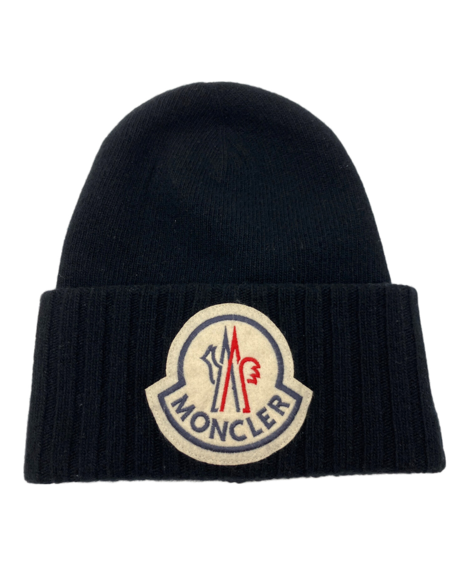 中古・古着通販】MONCLER (モンクレール) ロゴニット帽 ブラック