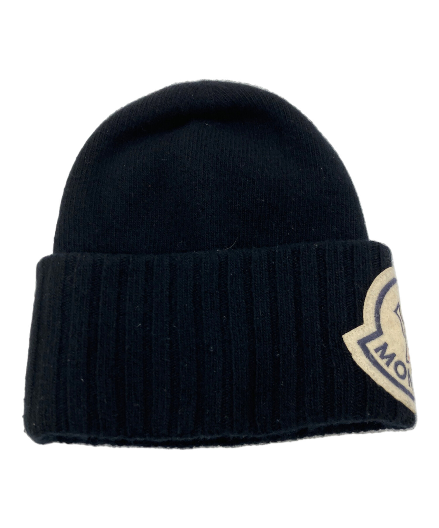中古・古着通販】MONCLER (モンクレール) ロゴニット帽 ブラック