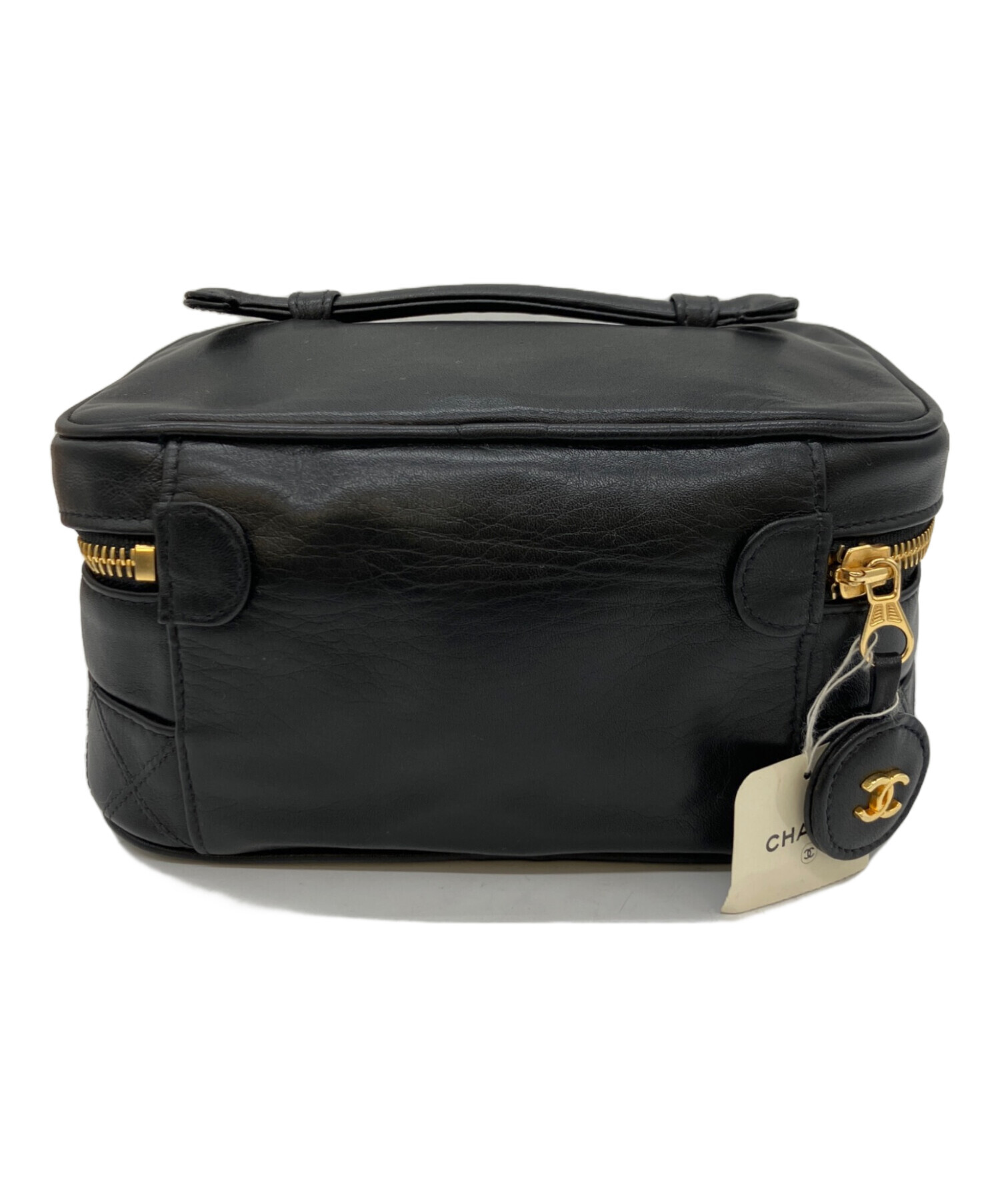 中古・古着通販】CHANEL (シャネル) バニティバッグ ブラック×ゴールド