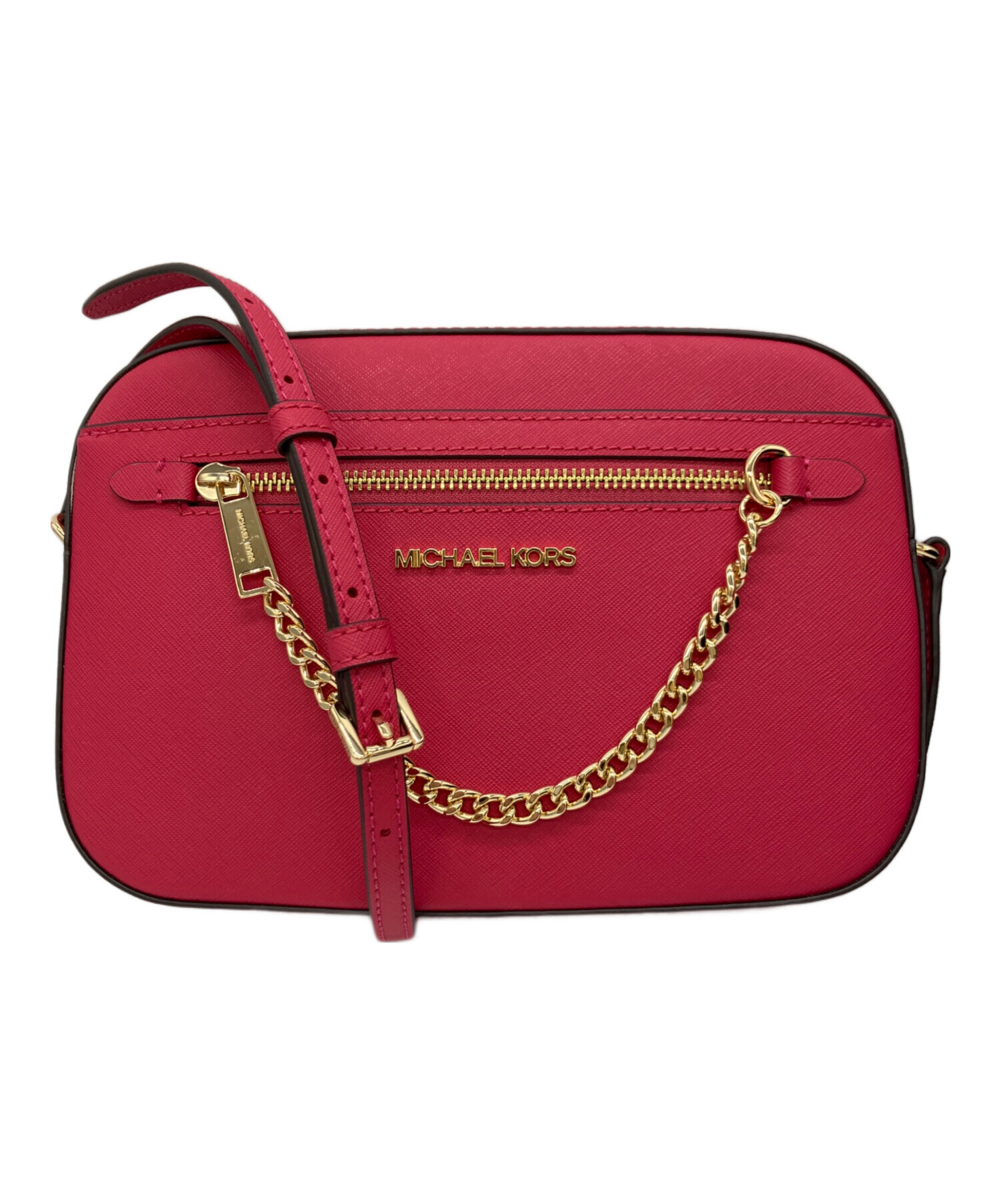 マイケルコース　ショルダーバッグ　赤　ピンク　バッグチャーム付き 中古・古着通販】MICHAEL KORS (マイケル・コース) ショルダーバッグ