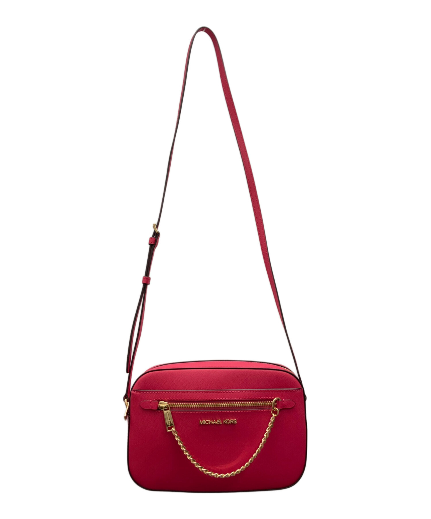 マイケルコース　ショルダーバッグ　赤　ピンク　バッグチャーム付き 中古・古着通販】MICHAEL KORS (マイケル・コース) ショルダーバッグ