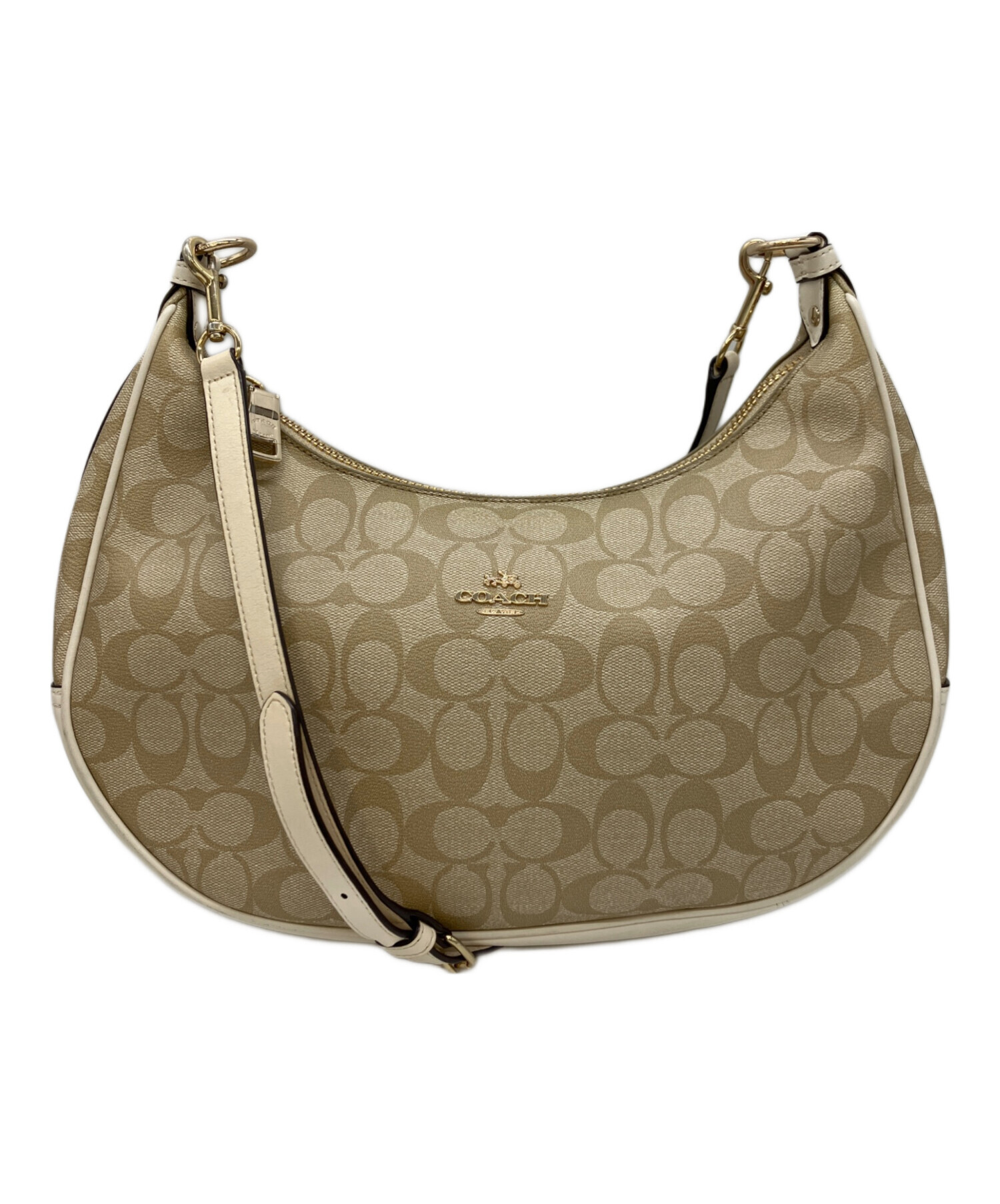 中古・古着通販】COACH (コーチ) ショルダーバッグ ホワイト×ベージュ