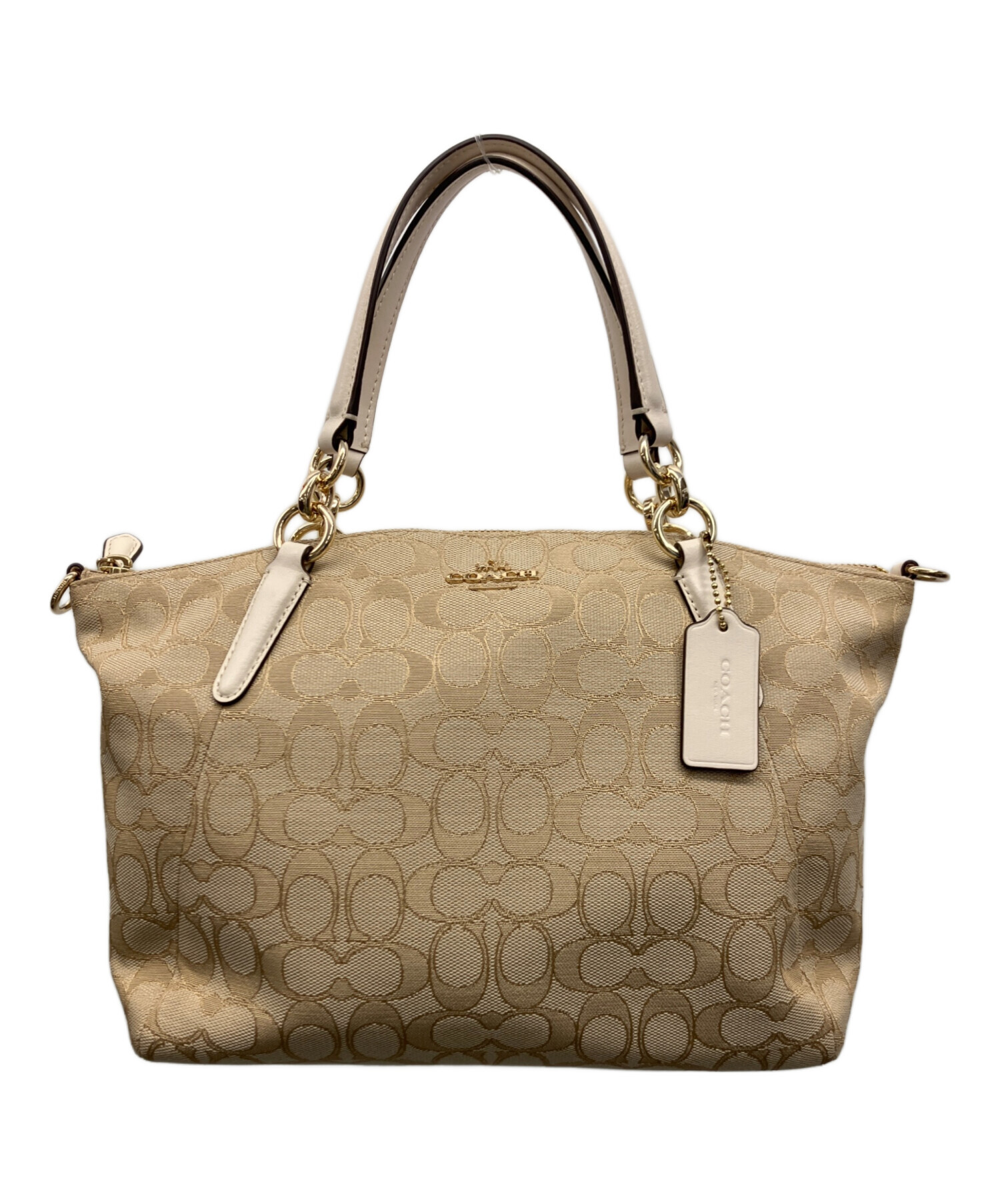 中古・古着通販】COACH (コーチ) 2WAYバッグ ホワイト×ベージュ