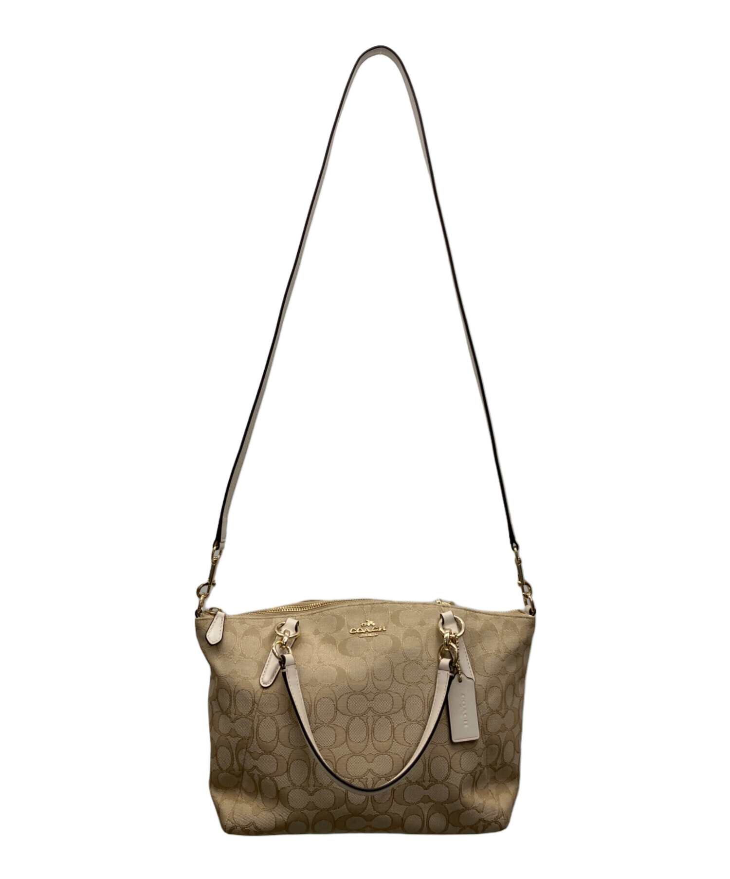 中古・古着通販】COACH (コーチ) 2WAYバッグ ホワイト×ベージュ