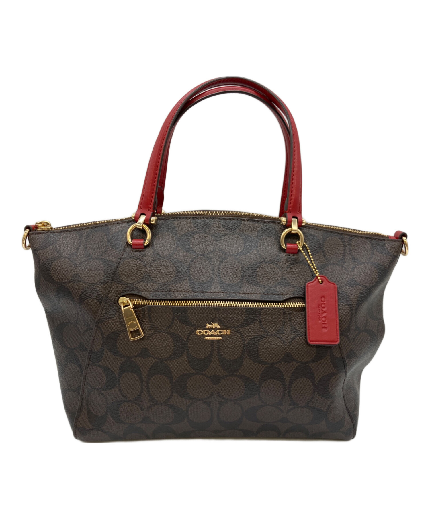 COACH 2wayバッグ 美品 中古・古着通販】COACH (コーチ) 2WAYバッグ ブラウン×レッド
