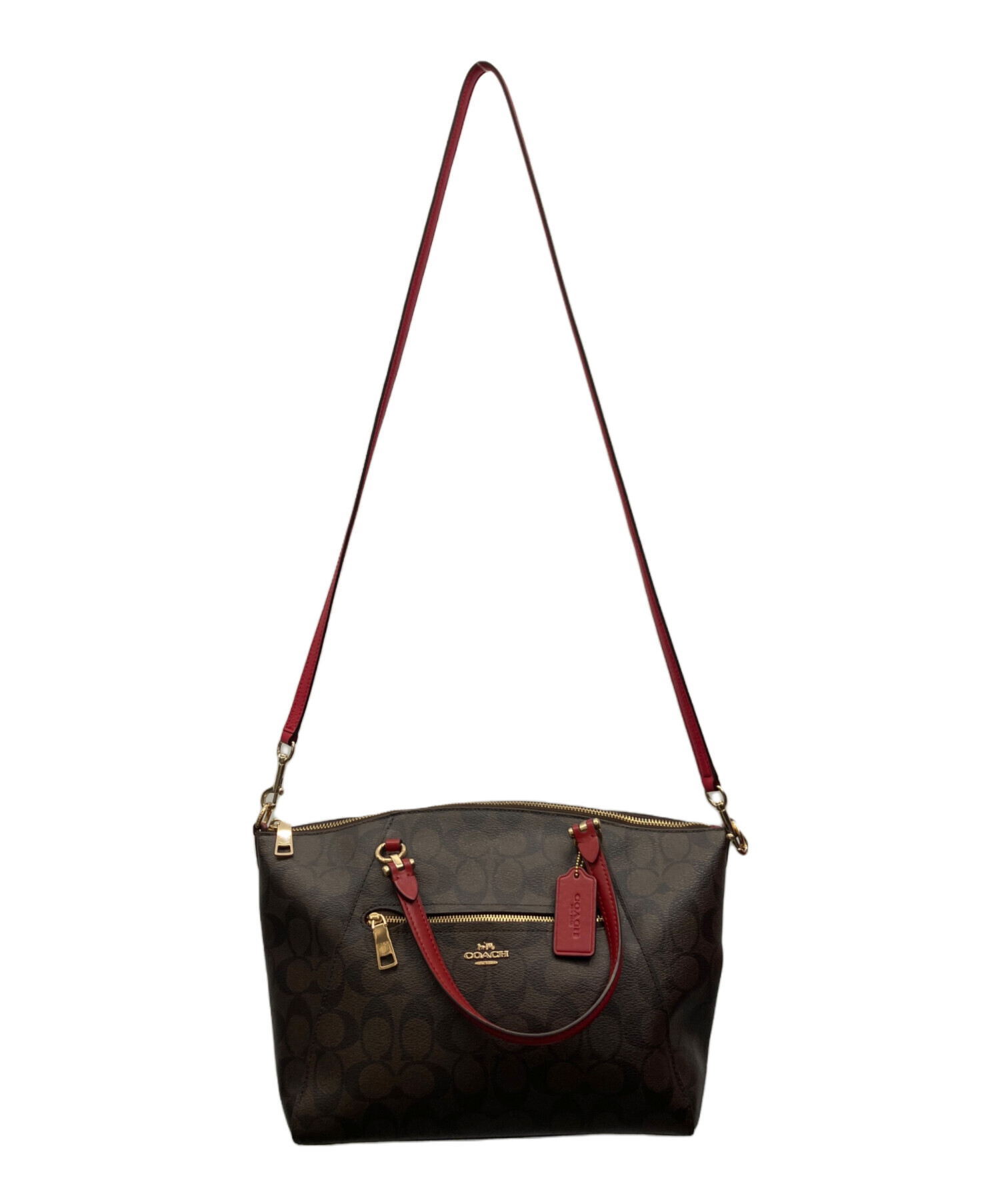 中古・古着通販】COACH (コーチ) 2WAYバッグ ブラウン×レッド