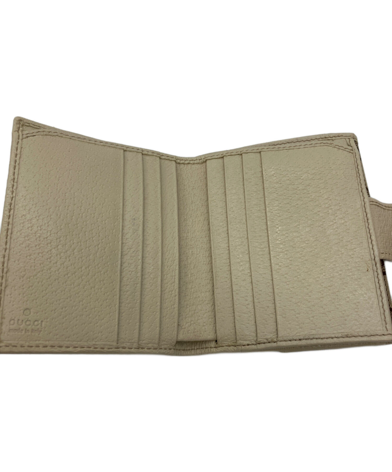 Gucci 二つ折り財布 ベージュ アイボリー 中古・古着通販】GUCCI (グッチ) 2つ折り財布 アイボリー×ベージュ