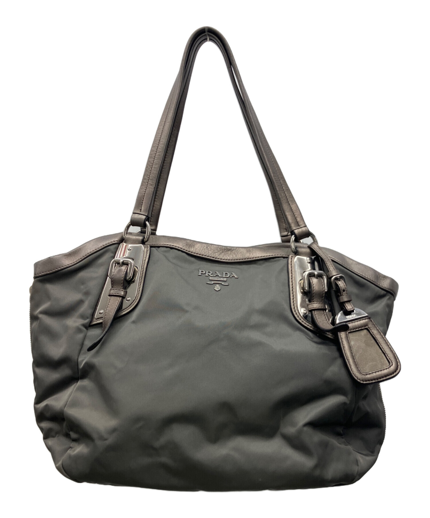 PRADAプラダライトグレーシルバートートバッグヴィンテージ 中古・古着通販】PRADA (プラダ) トートバッグ グレー×シルバー