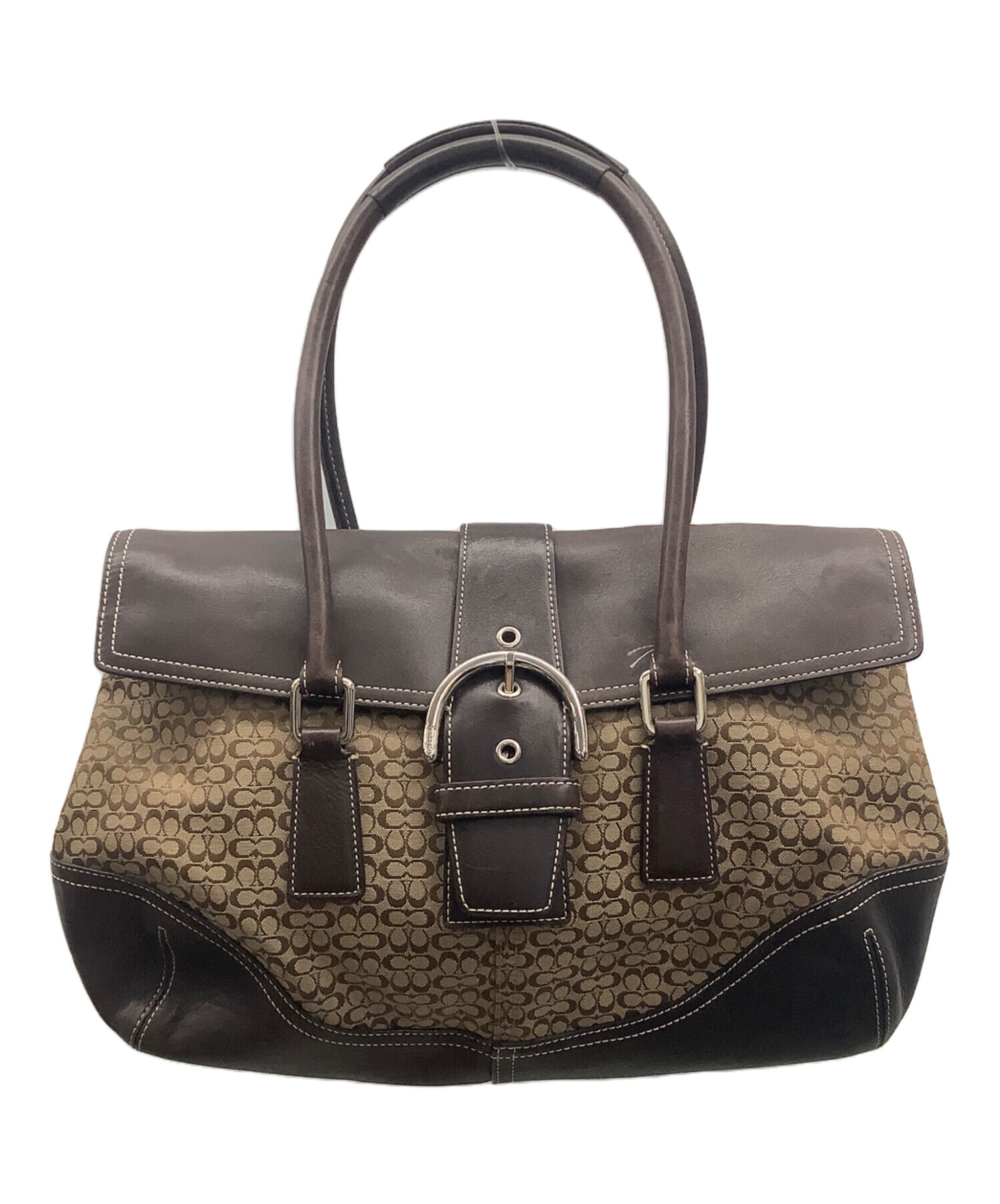 中古・古着通販】COACH (コーチ) ハンドバッグ ブラウン×ベージュ 