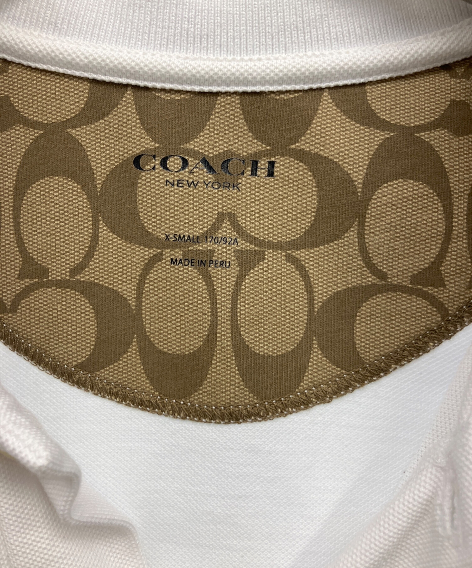 中古・古着通販】COACH (コーチ) 半袖ポロシャツ ホワイト サイズ:XS