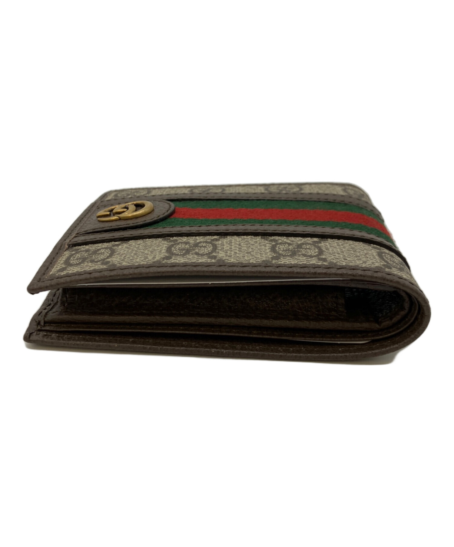 Gucci 二つ折り財布 ベージュ/グリーン/レッド GUCCI 二つ折り財布 ベージュ/グリーン/レッド 【公式通販】