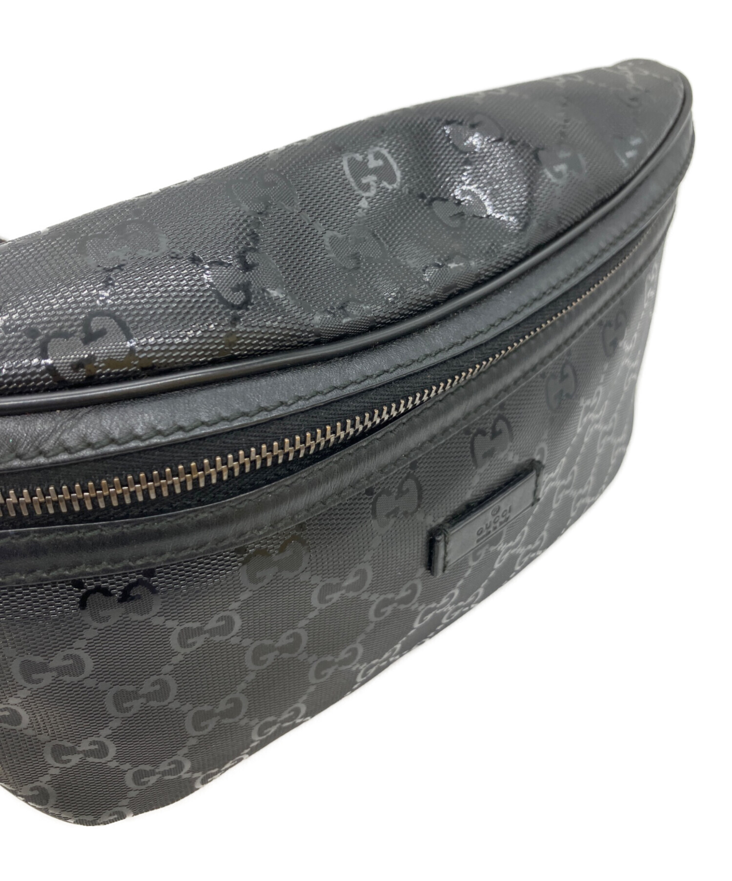 中古・古着通販】GUCCI (グッチ) GGインプリメ ベルトバッグ ブラック