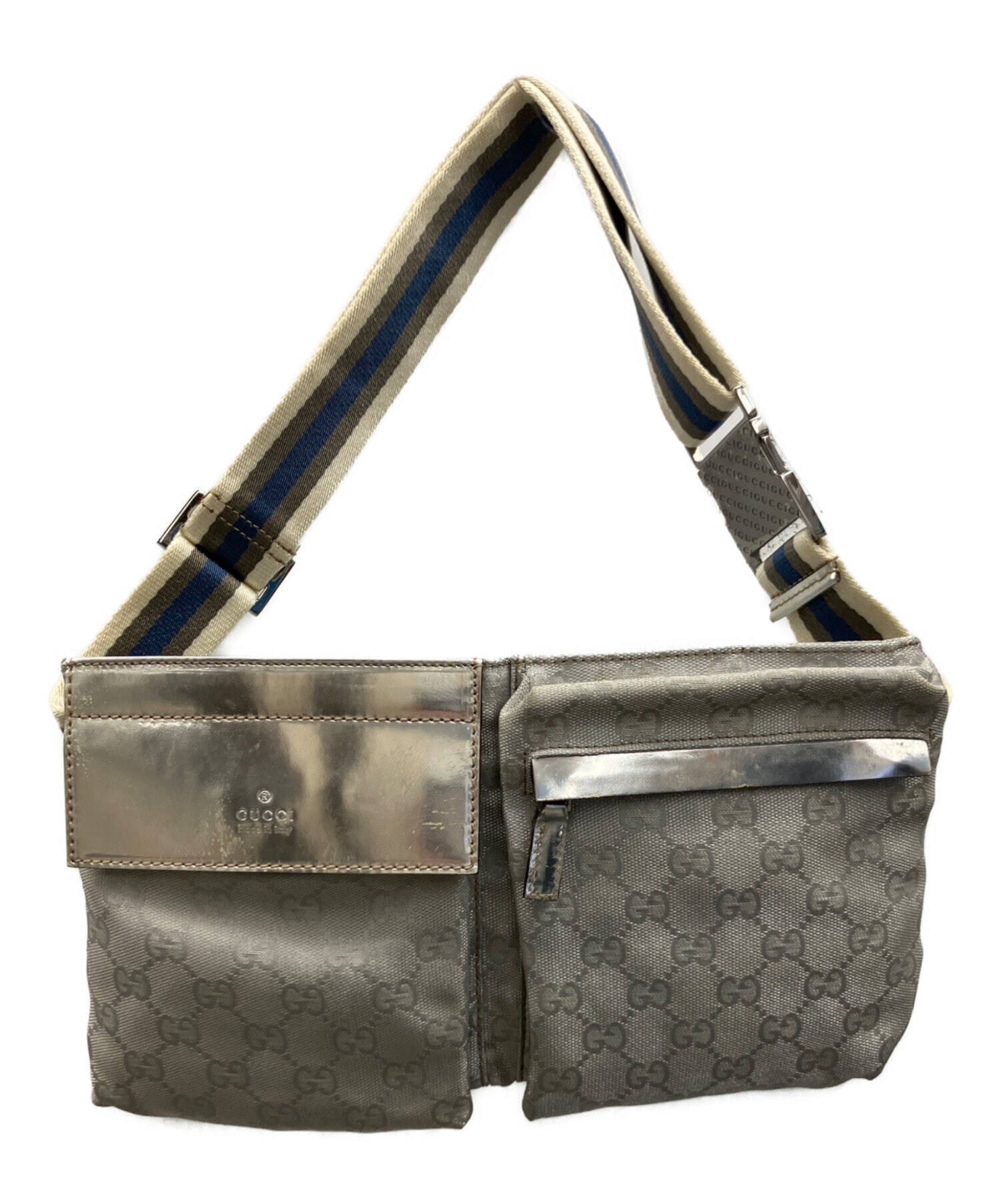 中古・古着通販】GUCCI (グッチ) ウエストポーチ ライトグレー