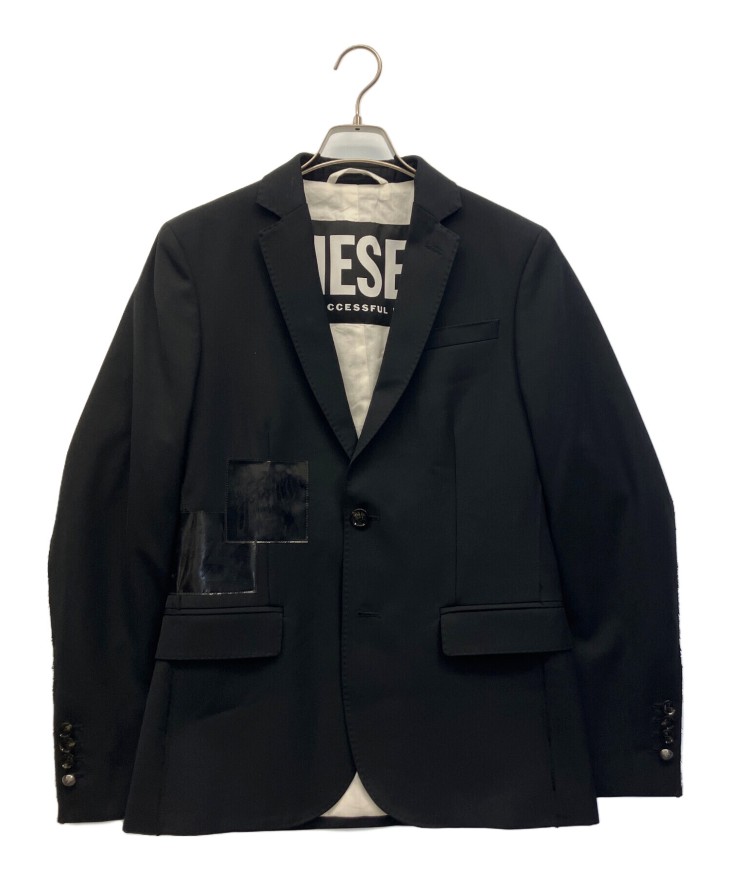 未使用 DIESEL ディーゼル テーラードジャケット デカロゴ 春夏秋 黒 中古・古着通販】DIESEL (ディーゼル) テーラードジャケット ブラック