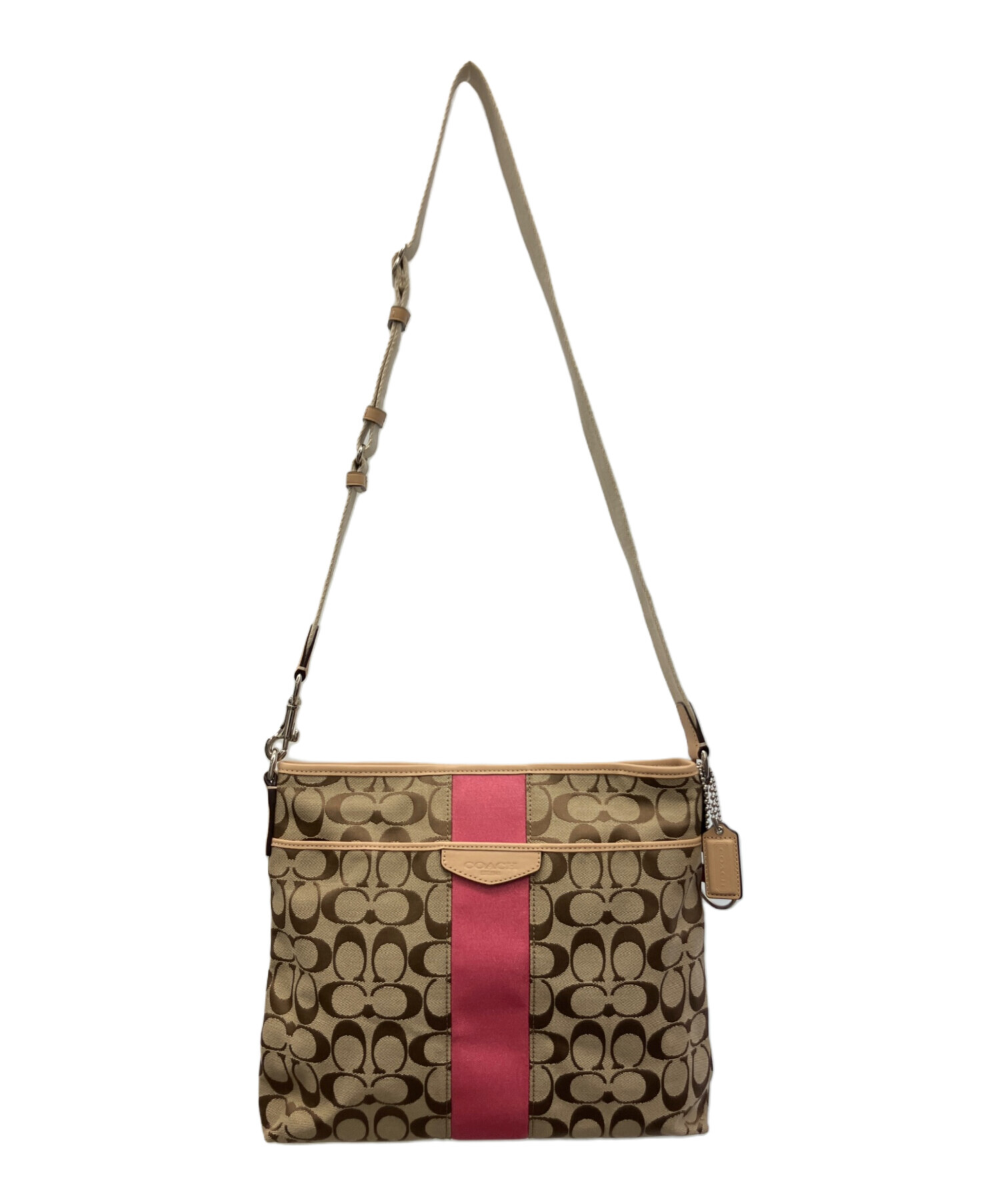 Coach ショルダーバッグ ベージュ/ピンク 中古・古着通販】COACH (コーチ) ショルダーバッグ ベージュ×ピンク