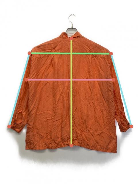 イッセイミヤケ　シルク100%オレンジ しわ加工 長袖チュニック 中古・古着通販】ISSEY MIYAKE (イッセイミヤケ) 長袖シャツ オレンジ