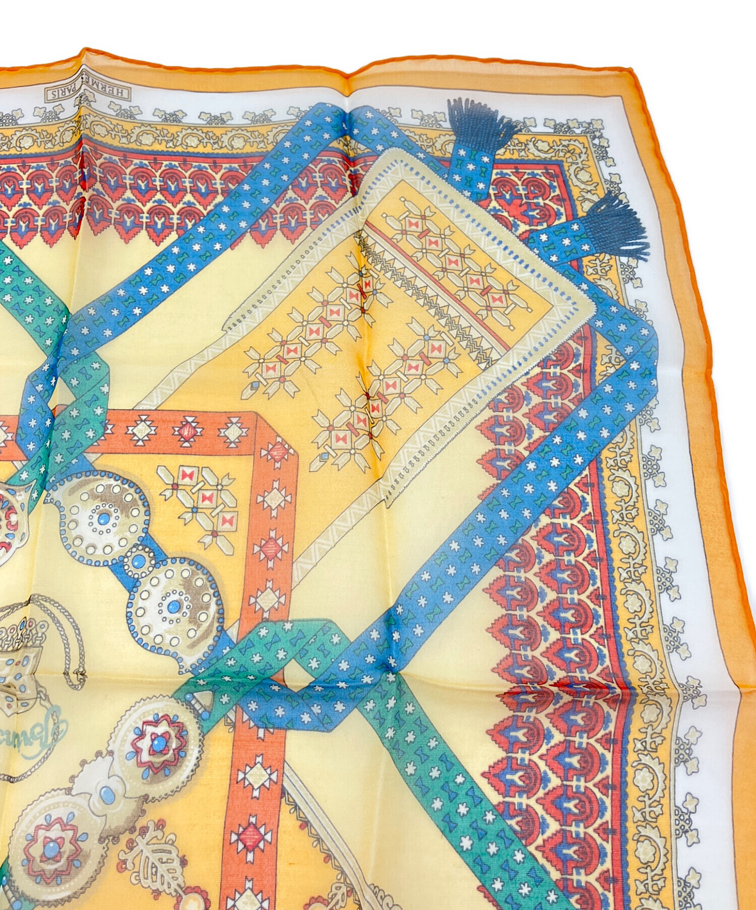 中古・古着通販】HERMES (エルメス) シルクスカーフ プチカレ オレンジ