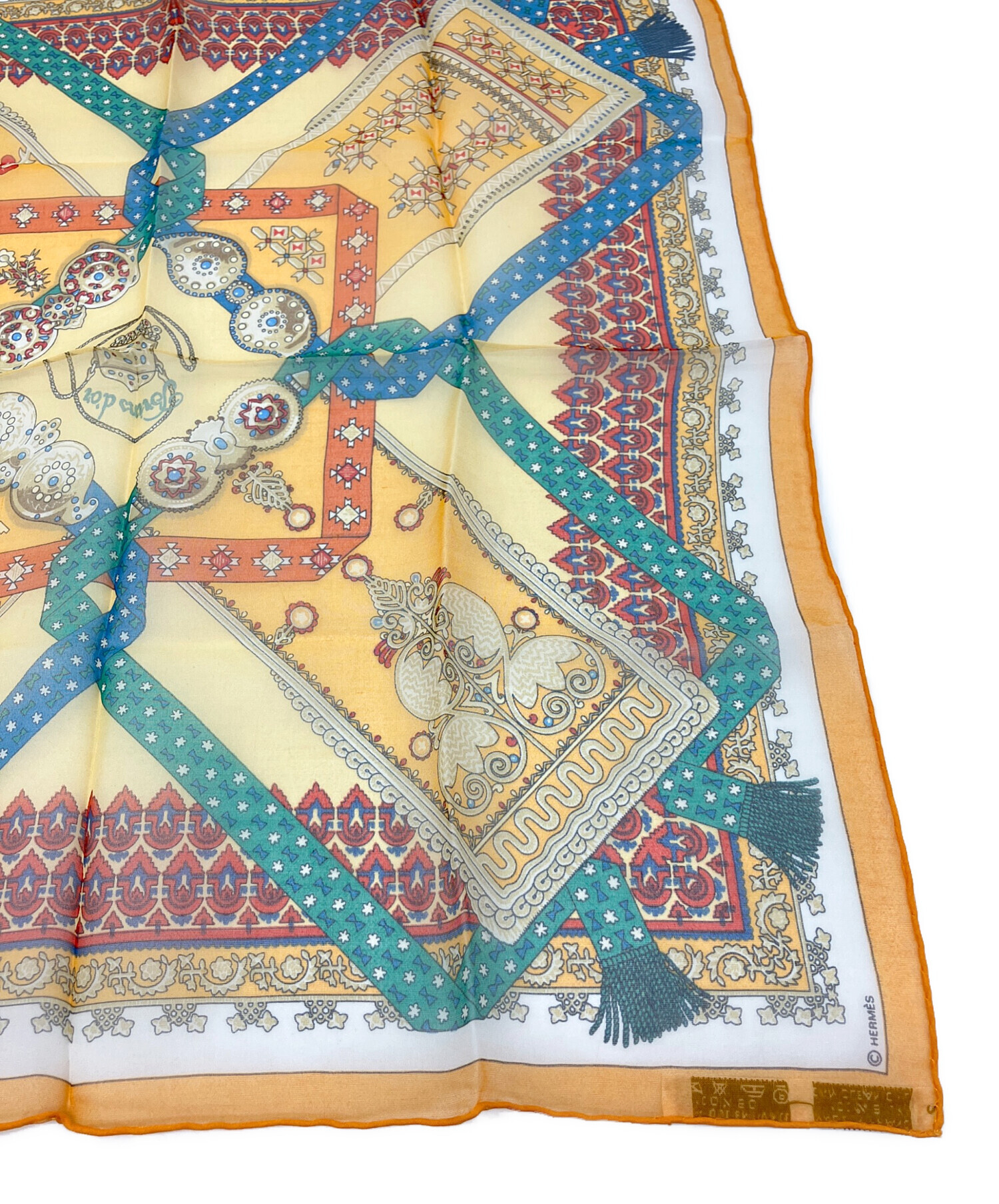 中古・古着通販】HERMES (エルメス) シルクスカーフ プチカレ オレンジ