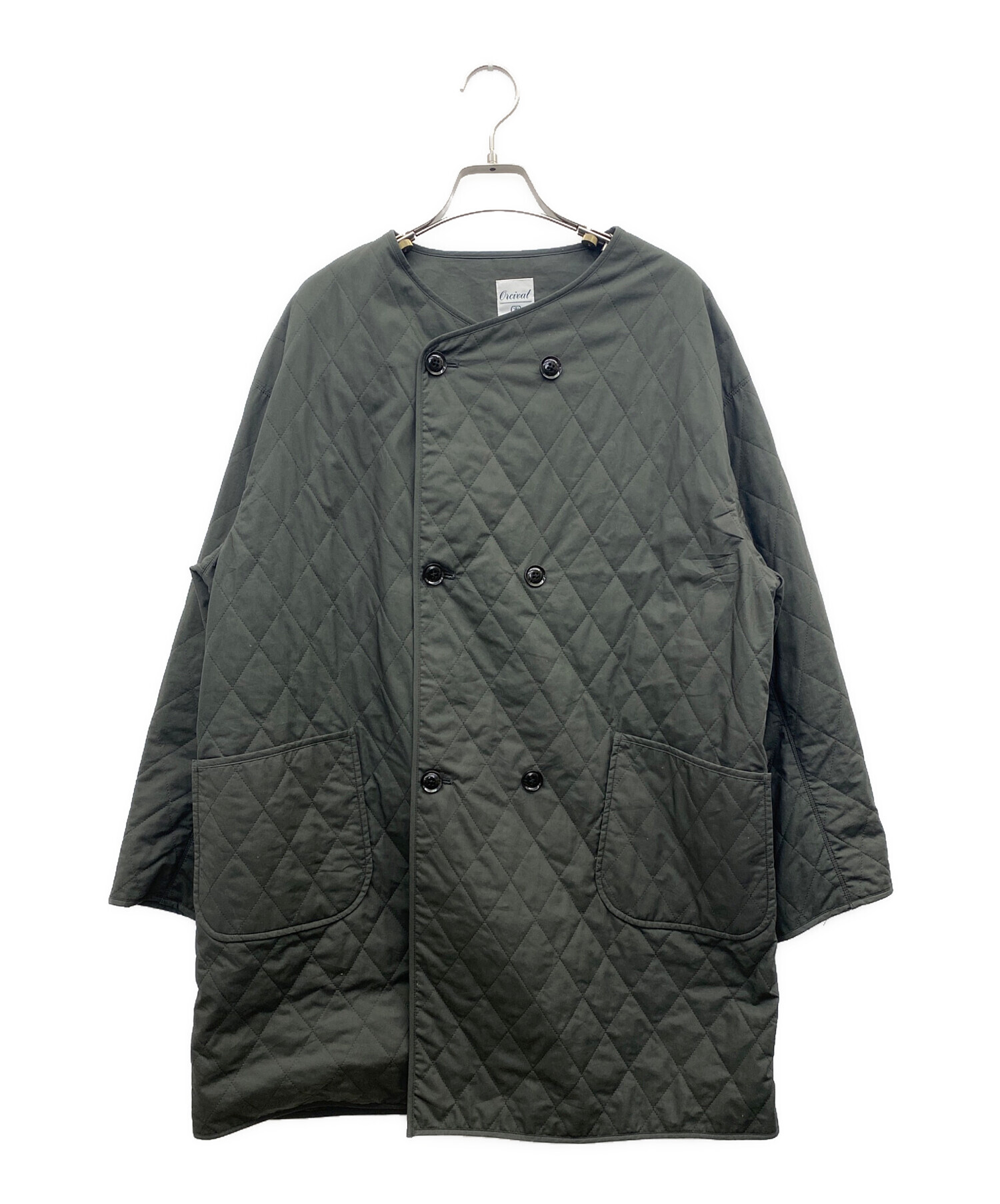 中古・古着通販】ORCIVAL (オーシバル) ノーカラーコート グレー