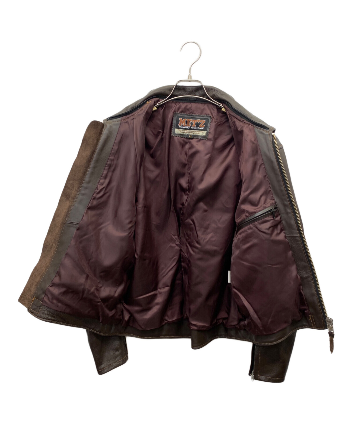 中古・古着通販】MET'Z (メッツ) レザージャケット ブラウン サイズ:LL