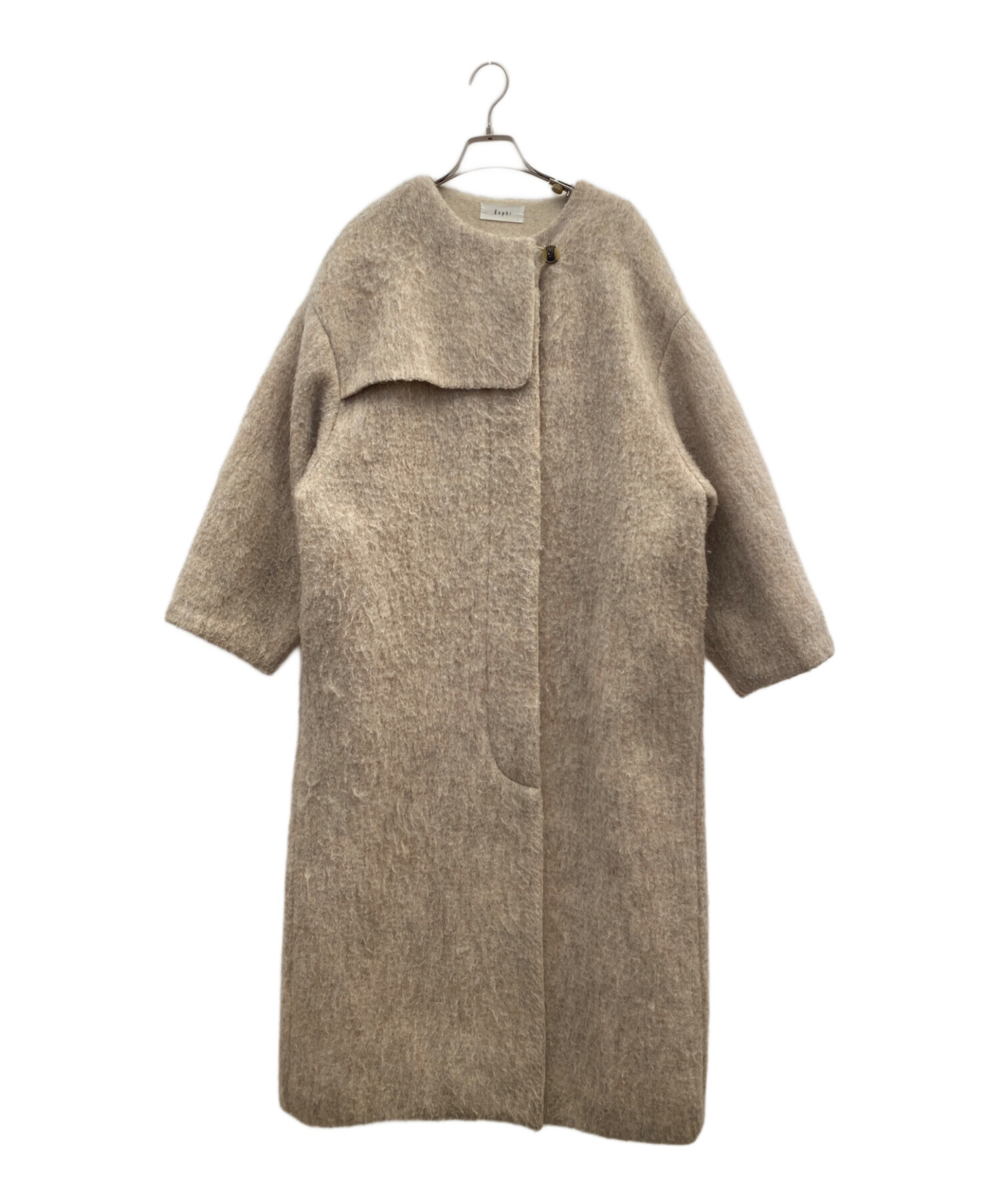 no collar shaggy long coat　Eaphi 中古・古着通販】Eaphi (エフィ) no collar shaggy long coat(ノー
