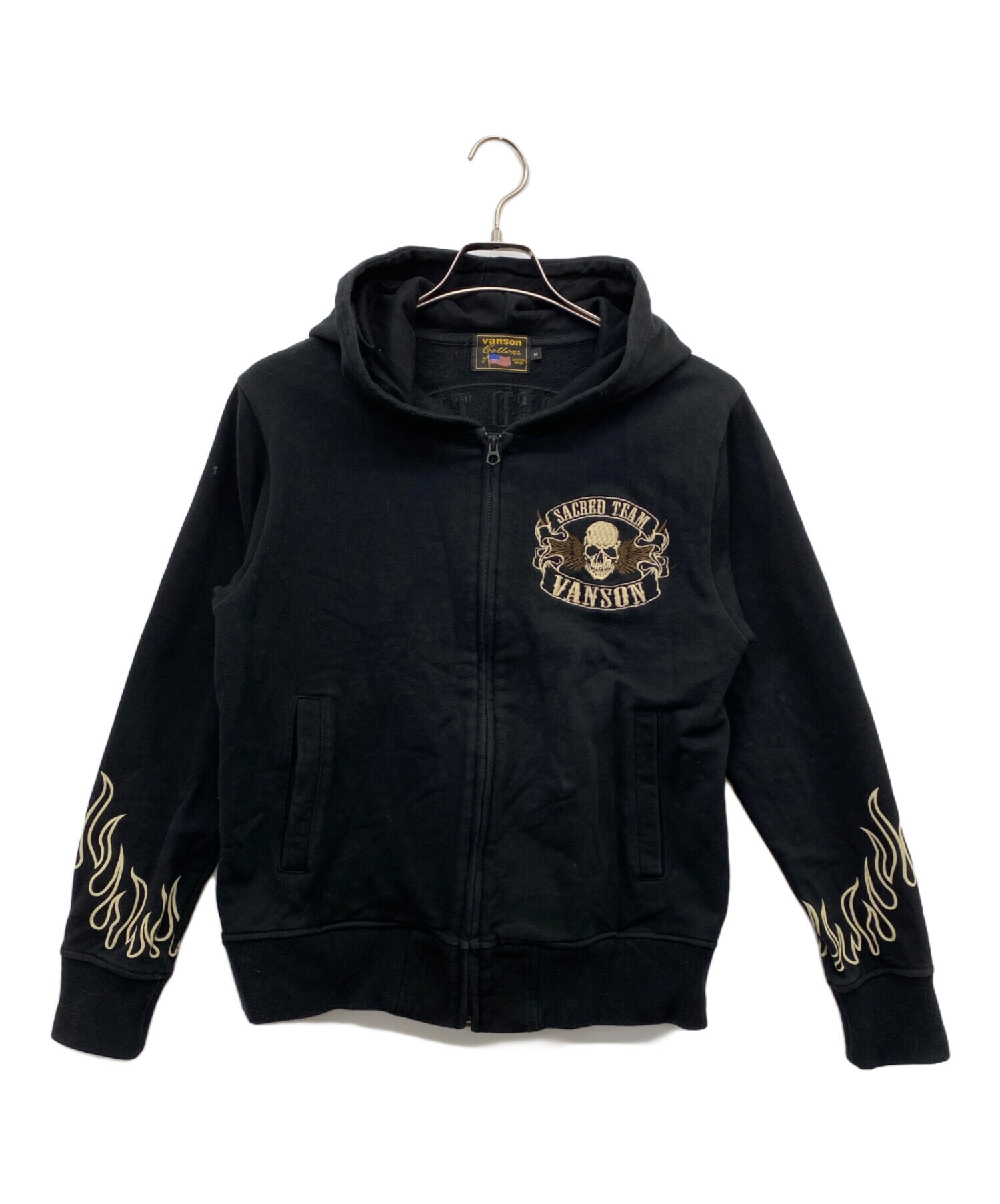 中古・古着通販】VANSON (バンソン) ジップパーカー ブラック サイズ:M 