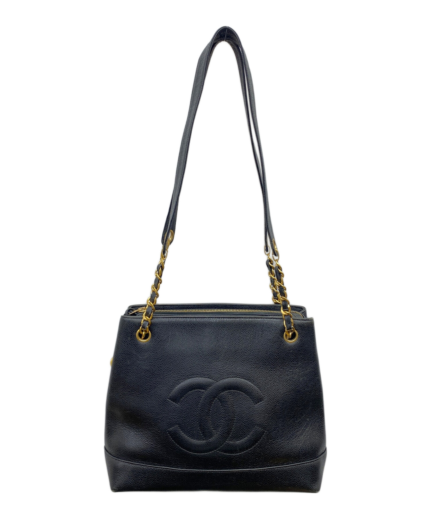 中古・古着通販】CHANEL (シャネル) レザーショルダーバッグ ブラック 
