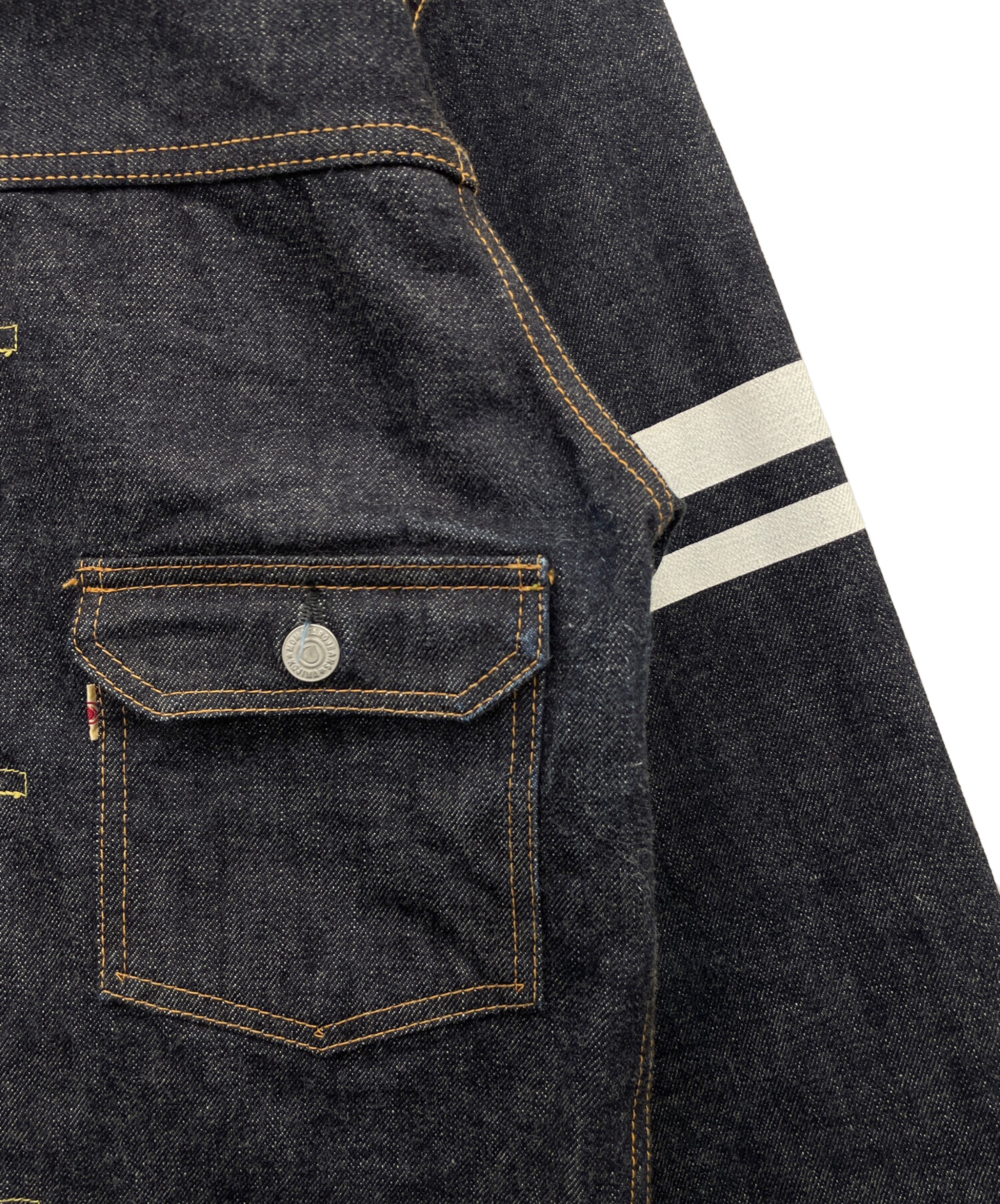 美品 濃紺 桃太郎ジーンズ 出陣 コンビネーション デニムジャケット サイズ42 美品 濃紺 桃太郎ジーンズ 出陣 コンビネーション デニムジャケット