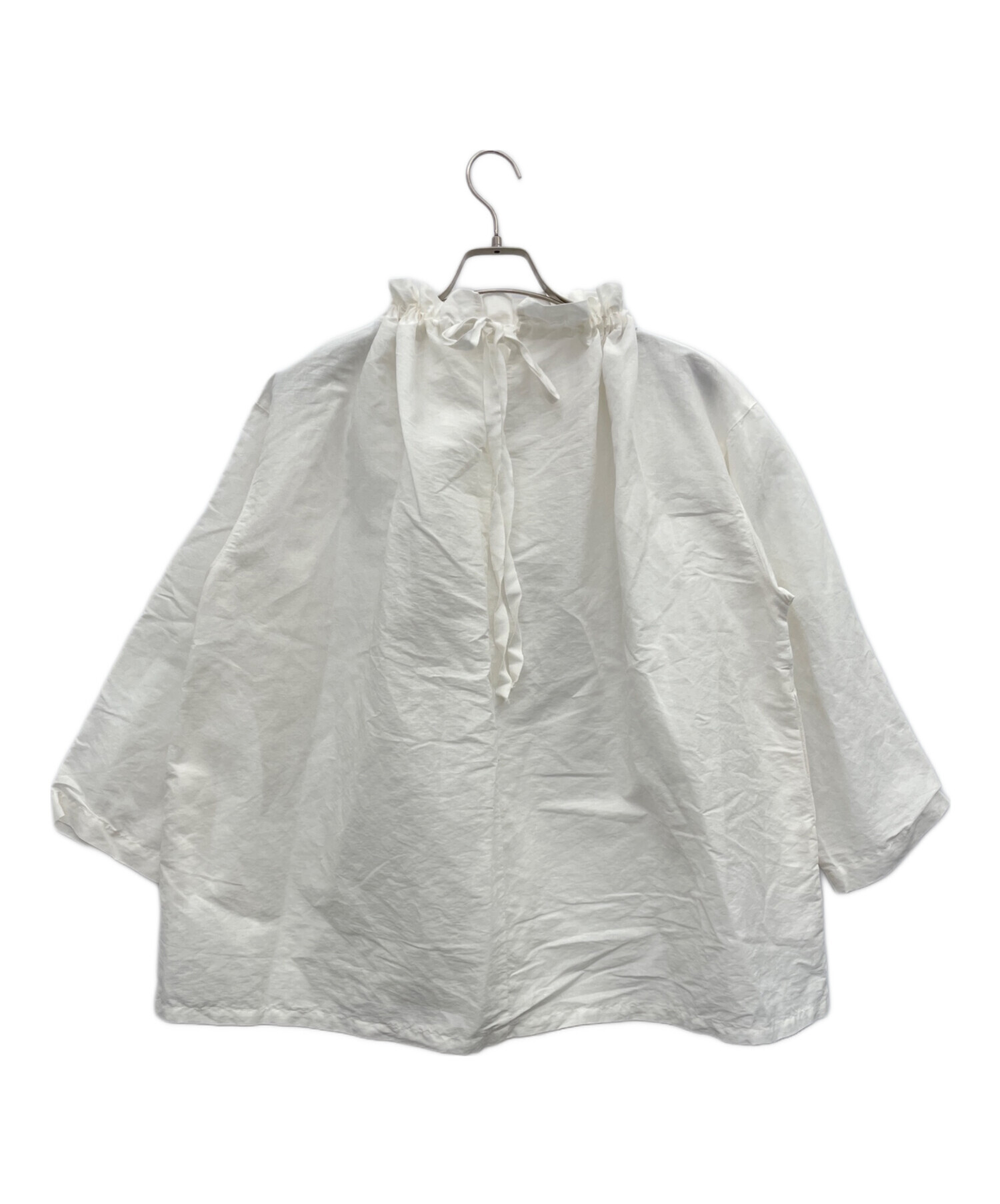 ネストローブ コットンリネンドロストリボンスモック黒 中古・古着通販】nest Robe (ネストローブ) コットンリネンドロスト