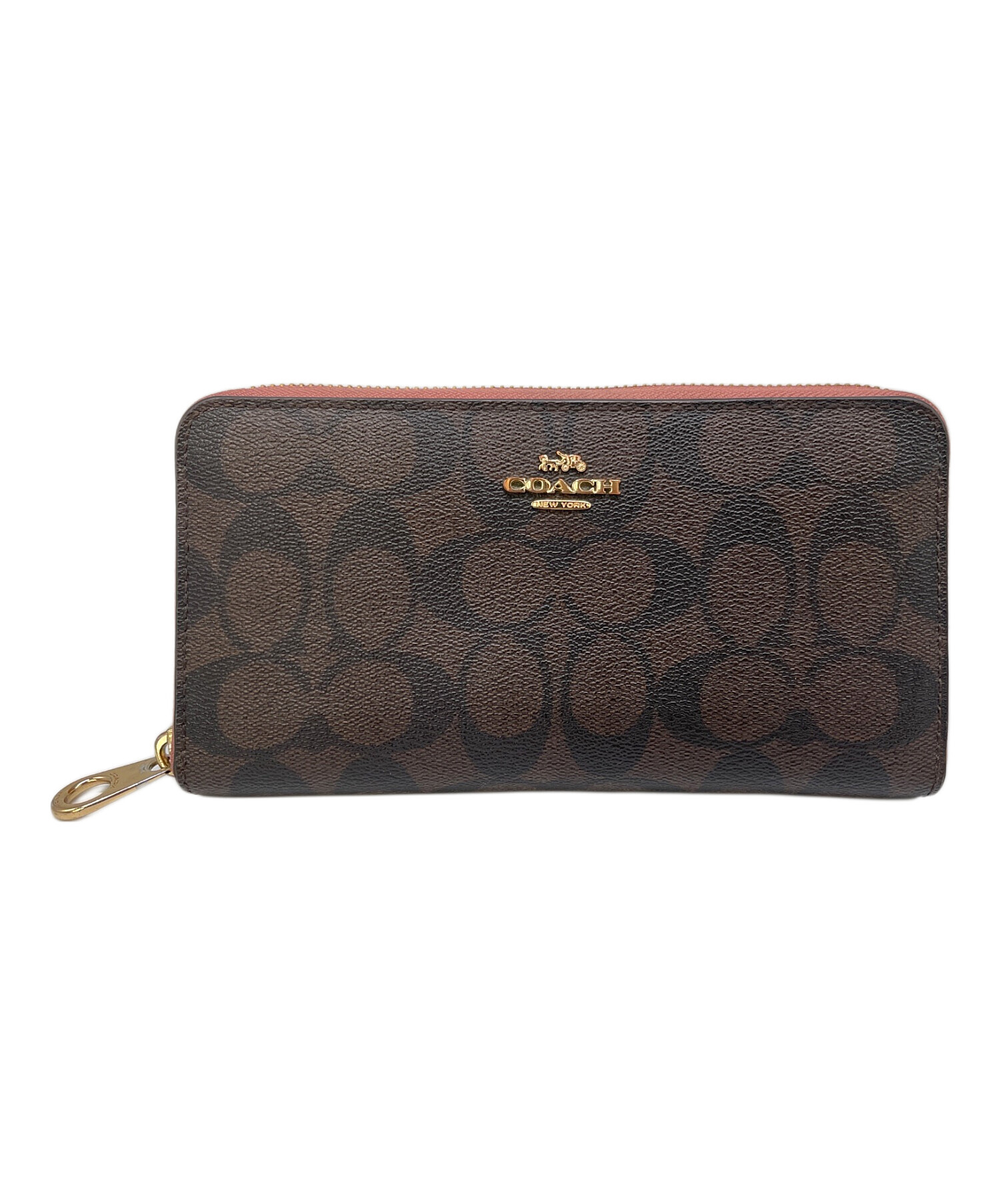 中古・古着通販】COACH (コーチ) 長財布 ブラウン×ピンク｜ブランド 