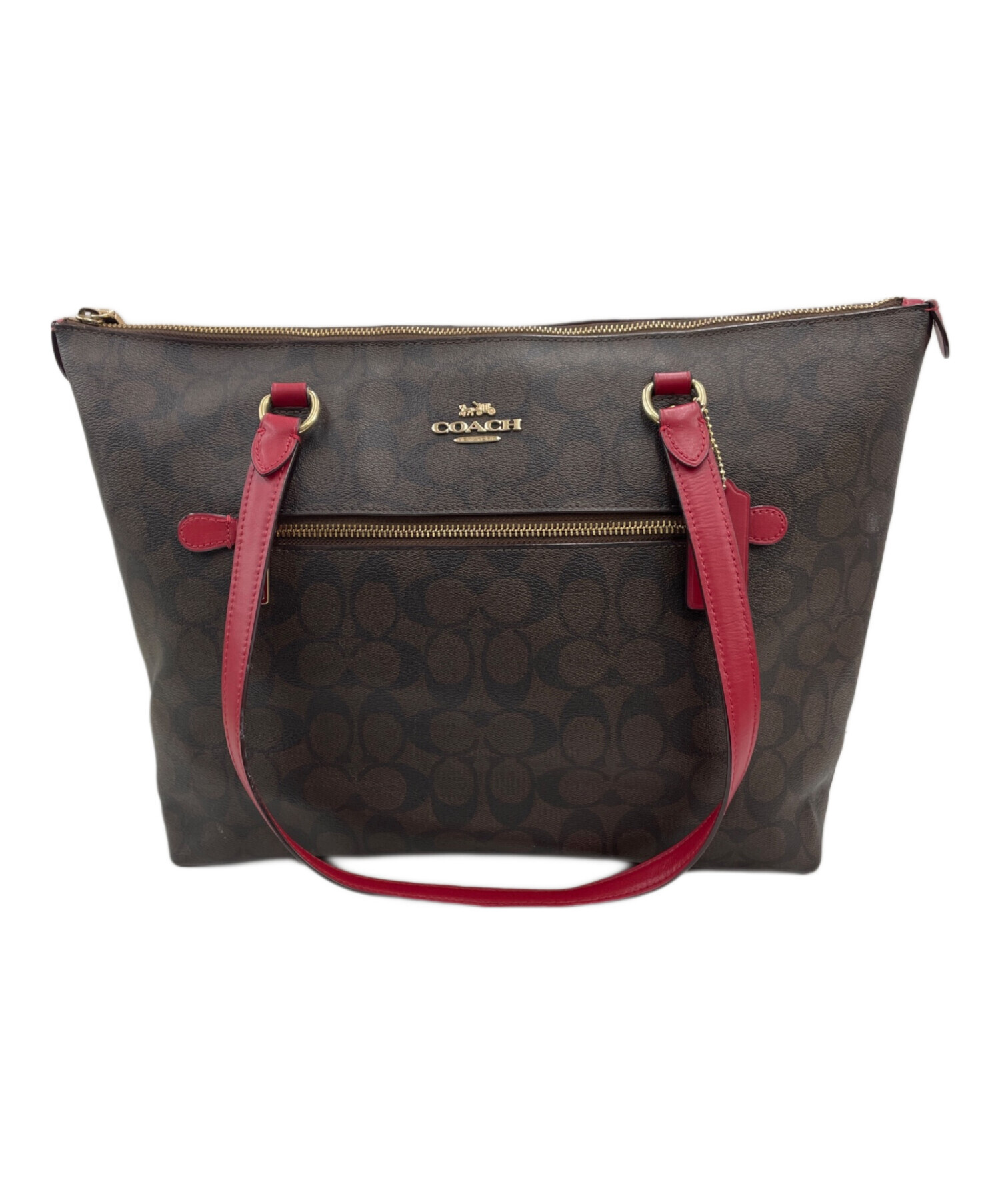 中古・古着通販】COACH (コーチ) トートバッグ ブラウン×レッド 