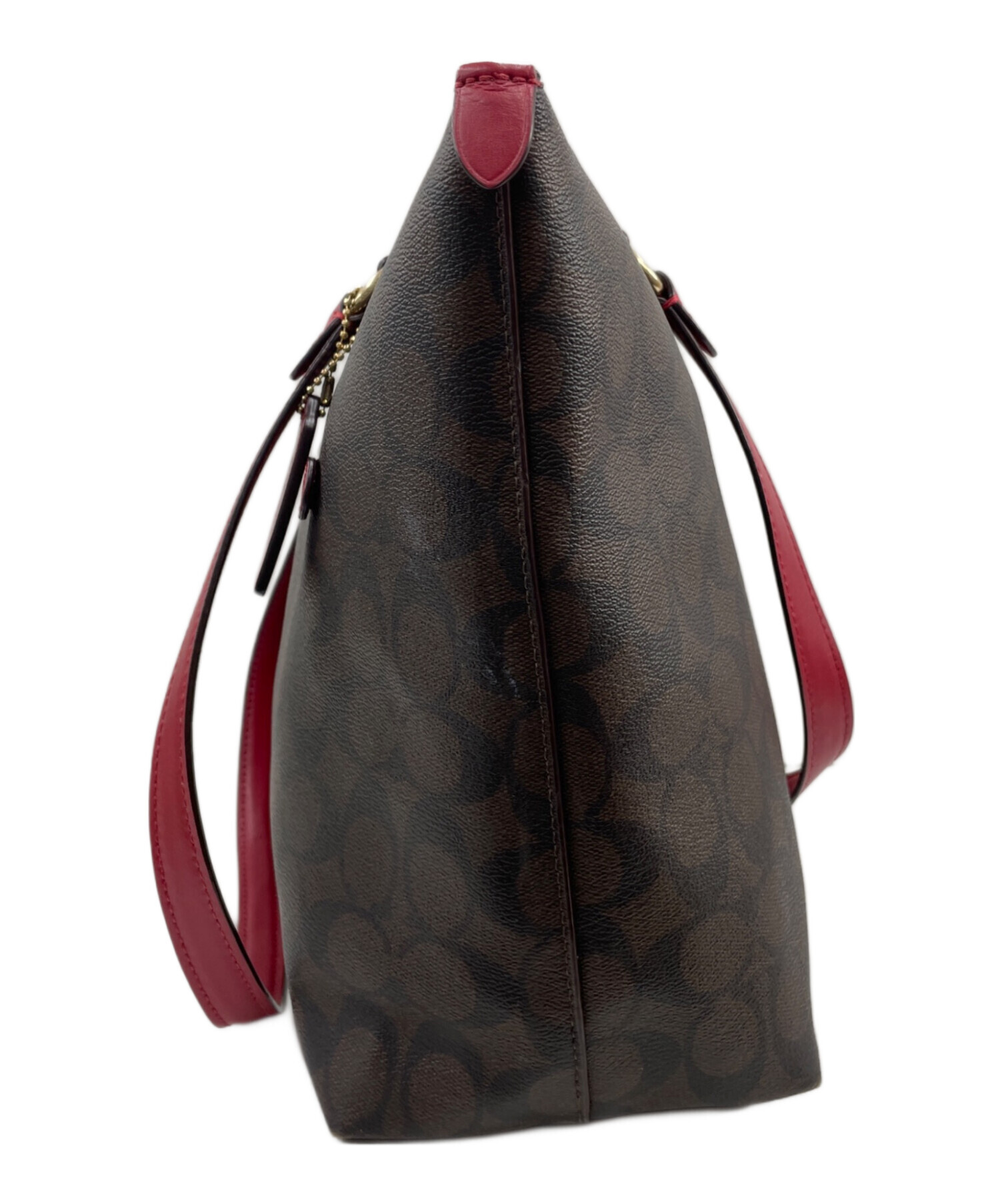 中古・古着通販】COACH (コーチ) トートバッグ ブラウン×レッド 