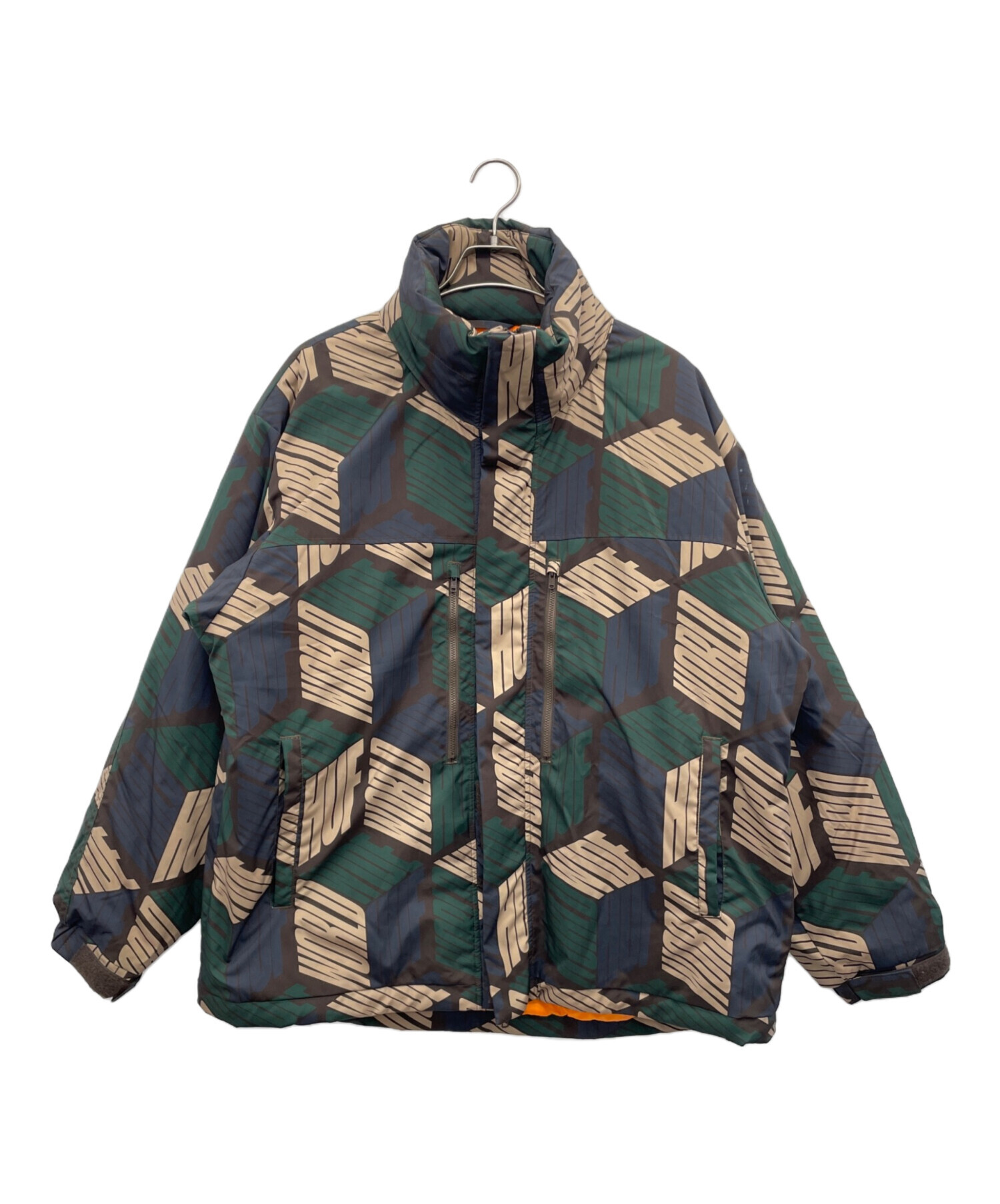 中古・古着通販】HUF (ハフ) 中綿ジャケット グリーン×ネイビー サイズ 